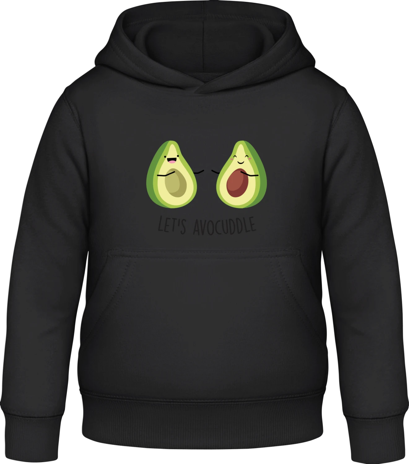 Let's Avocuddle - Black Awdis Hoodie Kids - Front