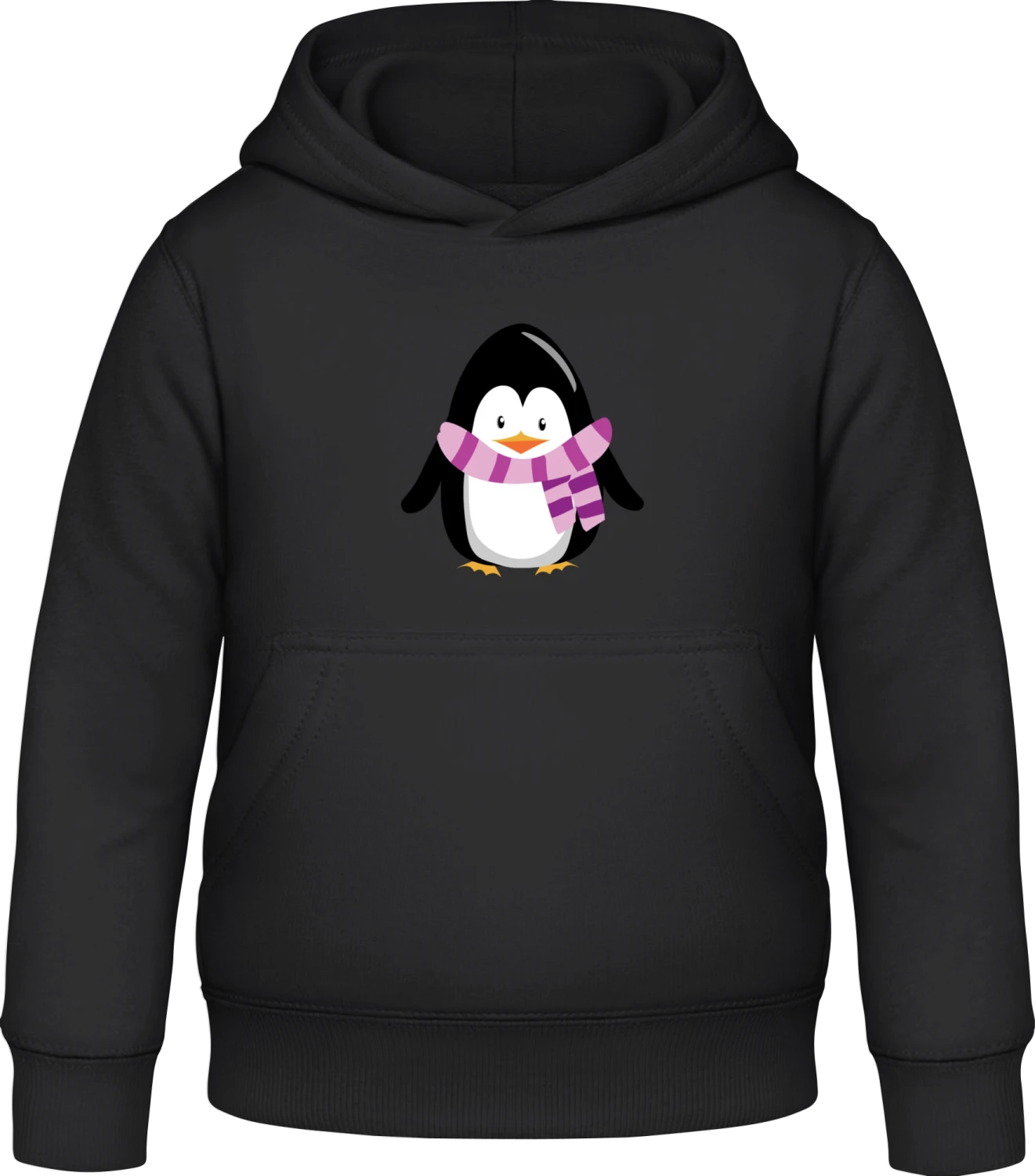 Penguin Freezing - Black Awdis Hoodie Kids - Front