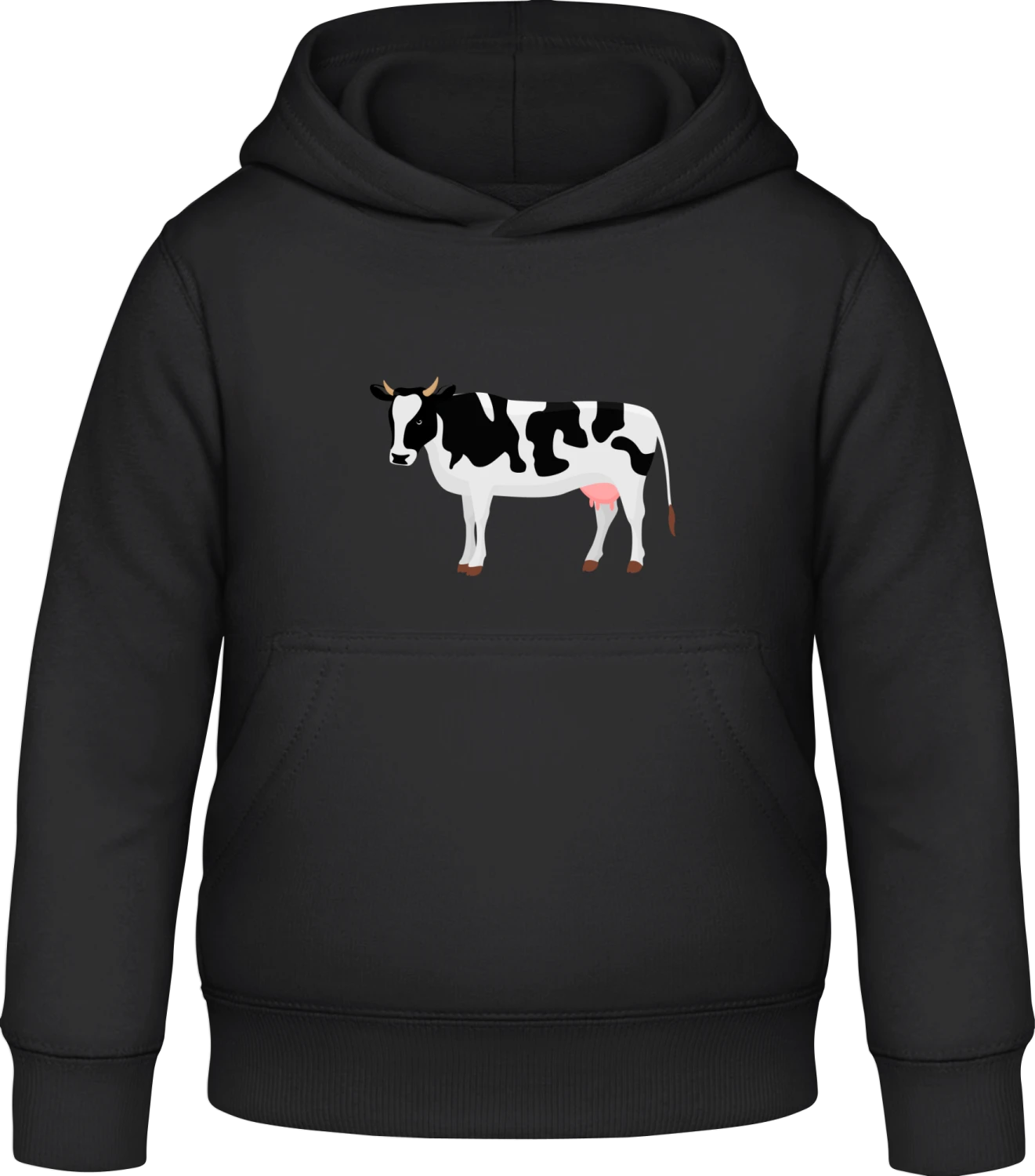 Cow Illu - Black Awdis Hoodie Kids - Front