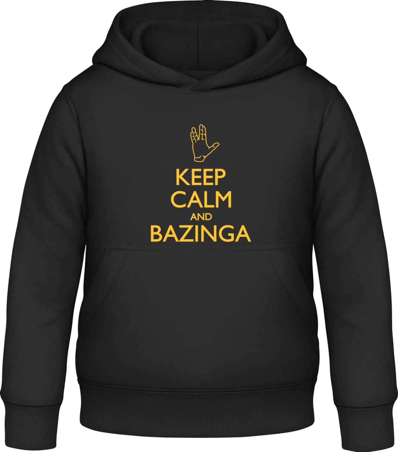 Keep Calm Bazinga Hand - Black Awdis Hoodie Kids - Front