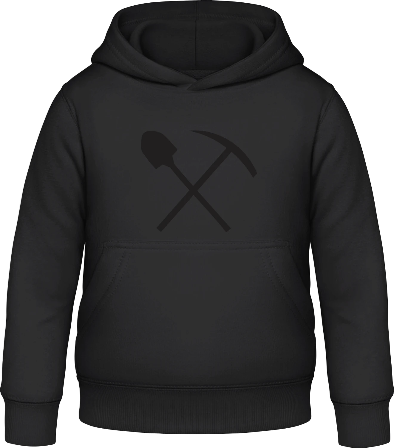 Shoveling Tools - Black Awdis Hoodie Kids - Front