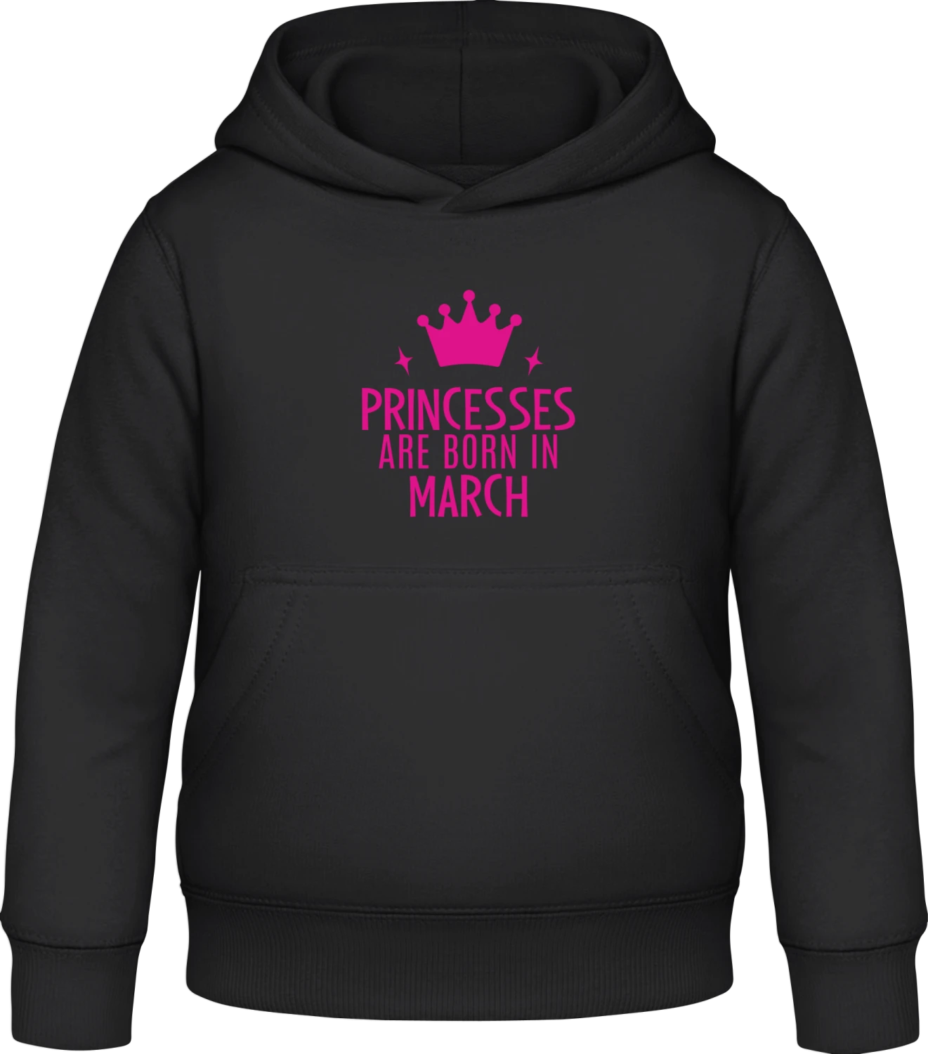 Princesses Are Born In March - Black Awdis Hoodie Kids - Front