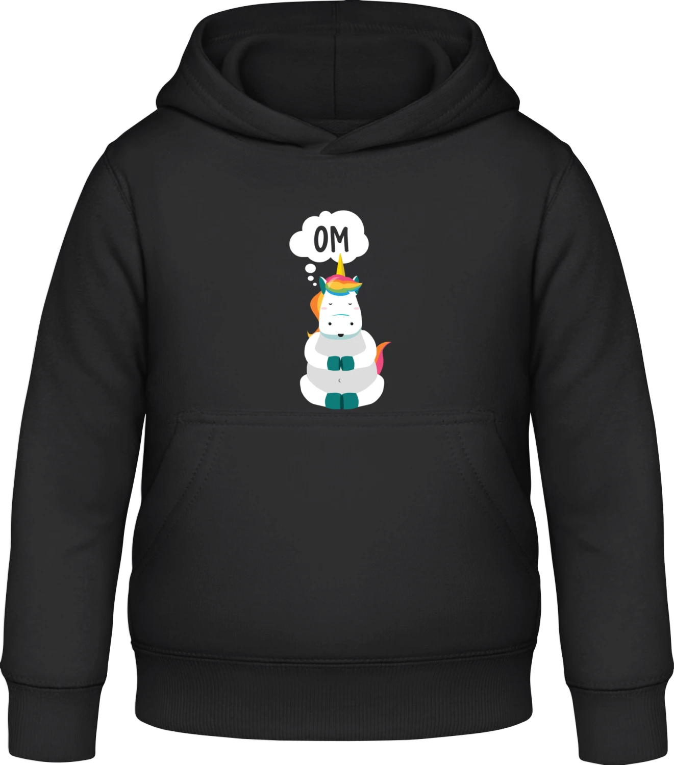 Om Unicorn - Black Awdis Hoodie Kids - Front