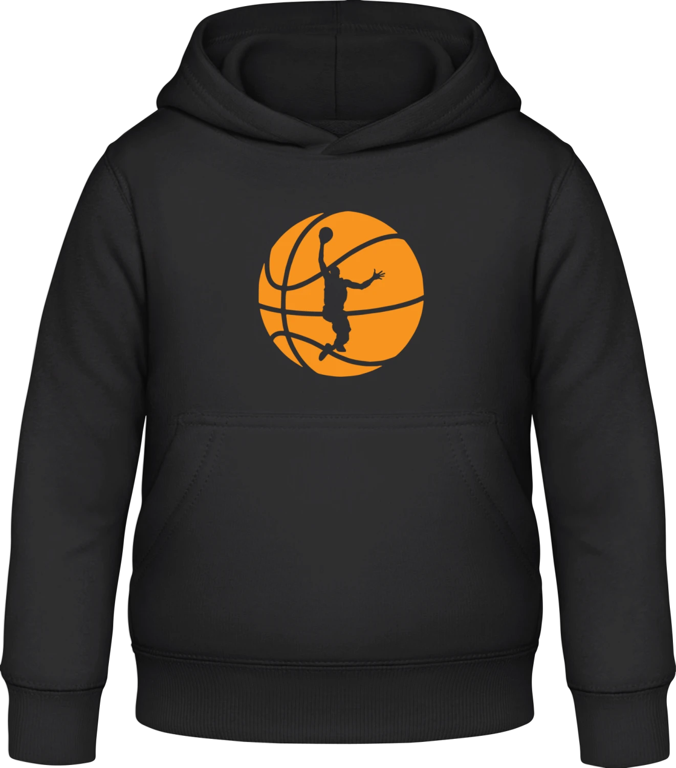 Basketball Silhouette Player - Black Awdis Hoodie Kids - Front