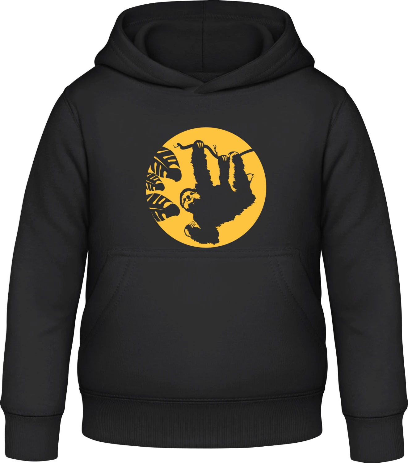 Sloth In Moonlight - Black Awdis Hoodie Kids - Front