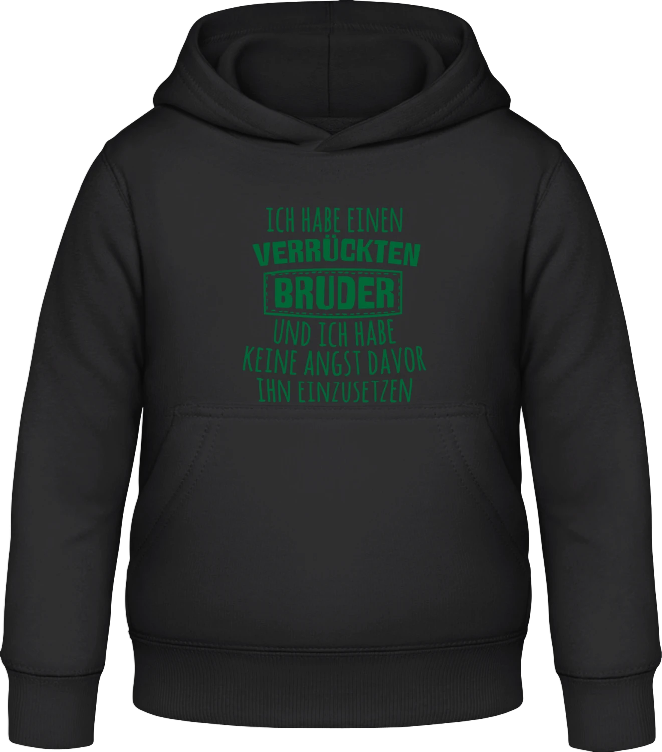 Ich habe einen verrückten Bruder - Black Awdis Hoodie Kids - Front