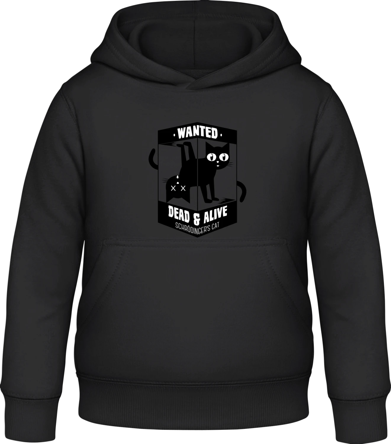 Wanted Dead & Alive Schrödinger's Cat - Black Awdis Hoodie Kids - Front