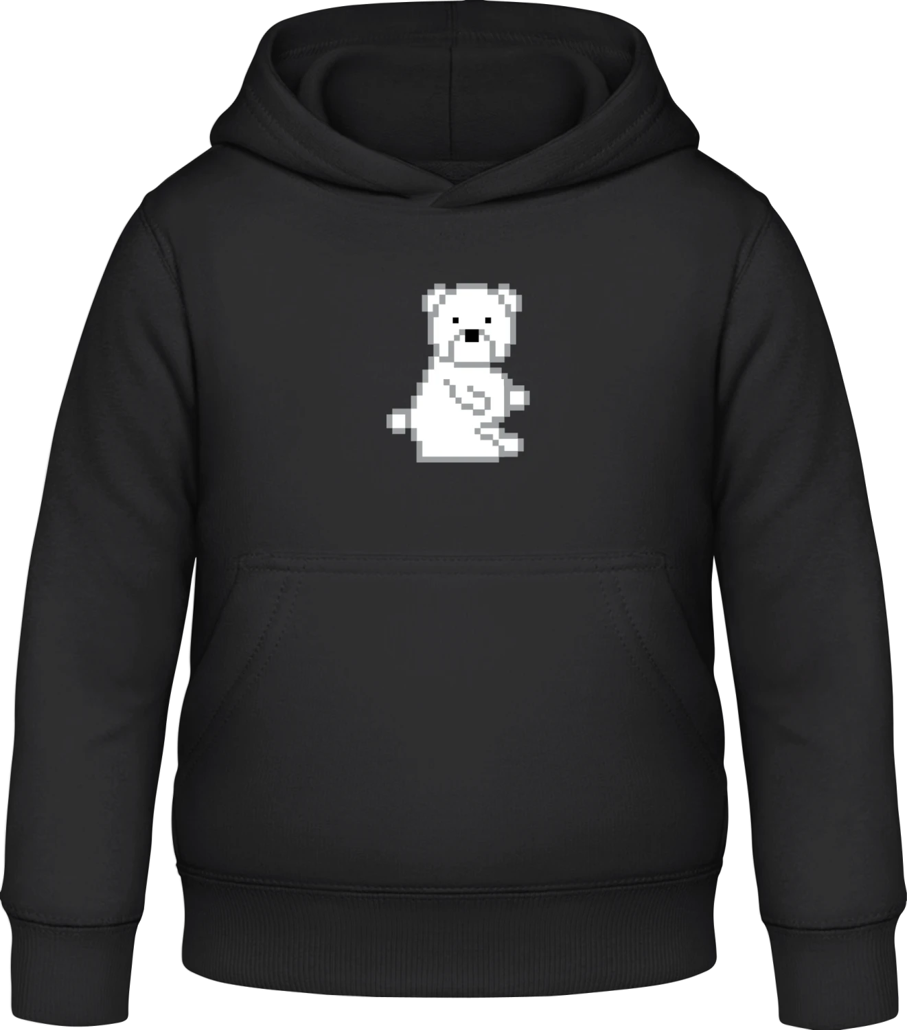 Pixel Ice Bear - Black Awdis Hoodie Kids - Front