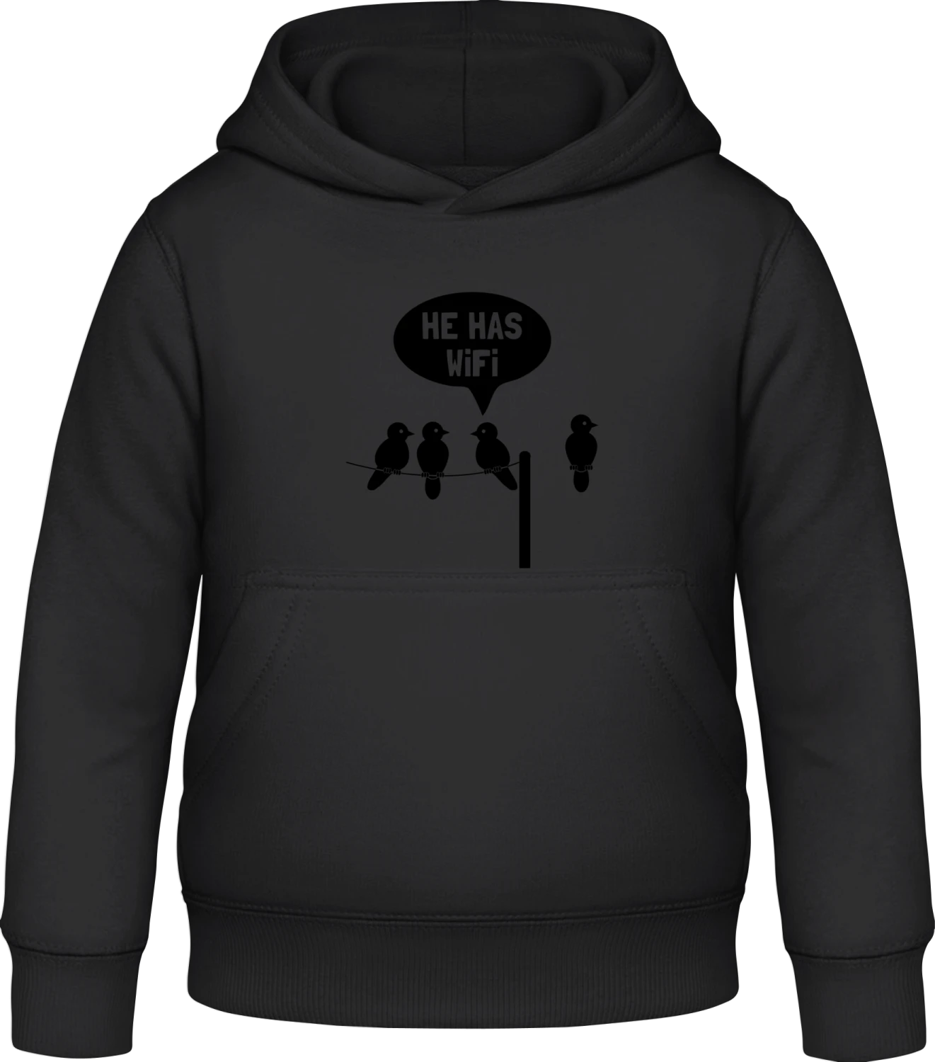 He has WiFi - Black Awdis Hoodie Kids - Front