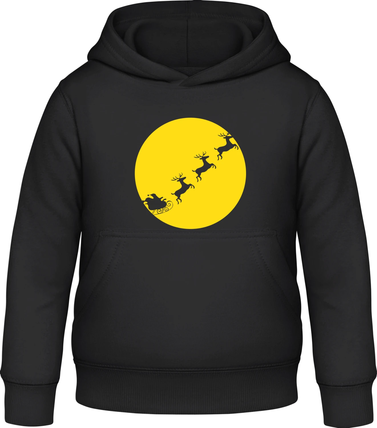 Santa In Moonlight - Black Awdis Hoodie Kids - Front