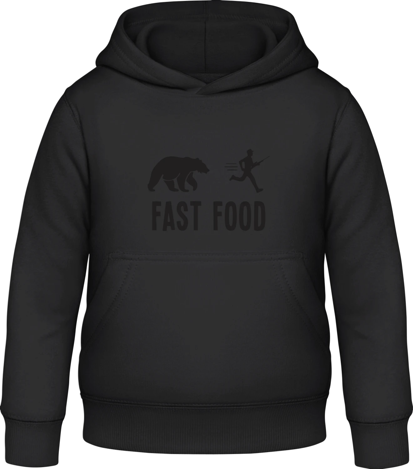 Fast Food Hunter - Black Awdis Hoodie Kids - Front