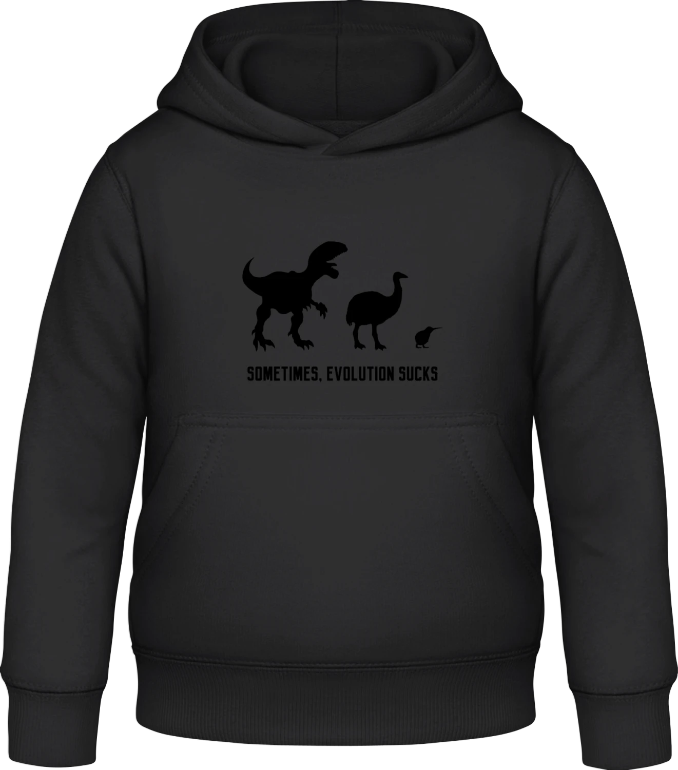 Sometimes, Evolution Sucks - Black Awdis Hoodie Kids - Front