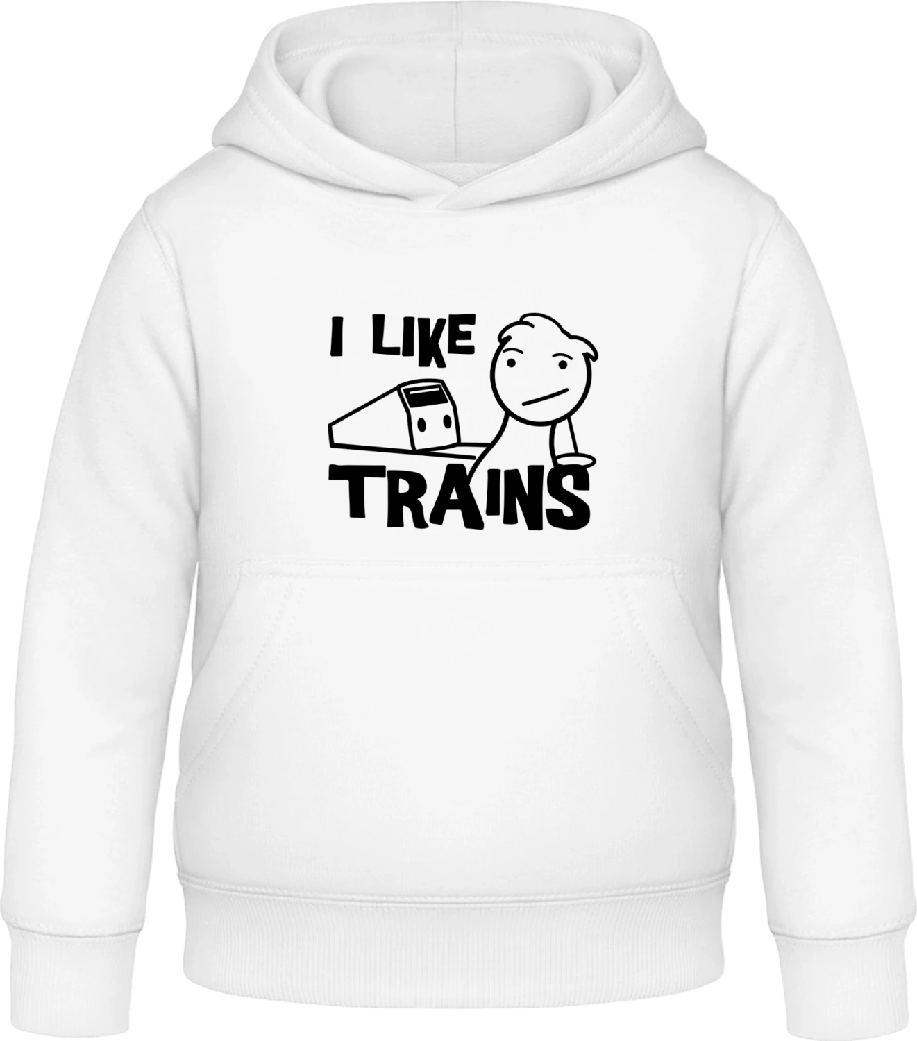 I Like Trains Meme - Arctic white Awdis Hoodie Kids - Front