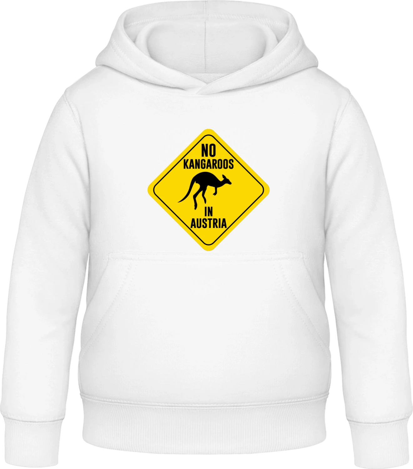 No Kangaroos In Austria Street Sign - Arctic white Awdis Hoodie Kids - Front