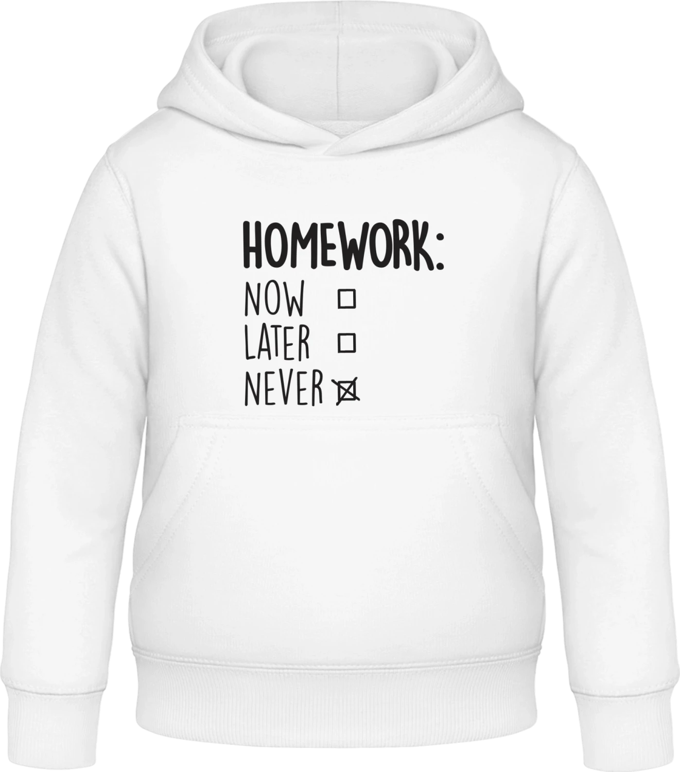 Homework: Never - Arctic white Awdis Hoodie Kids - Front