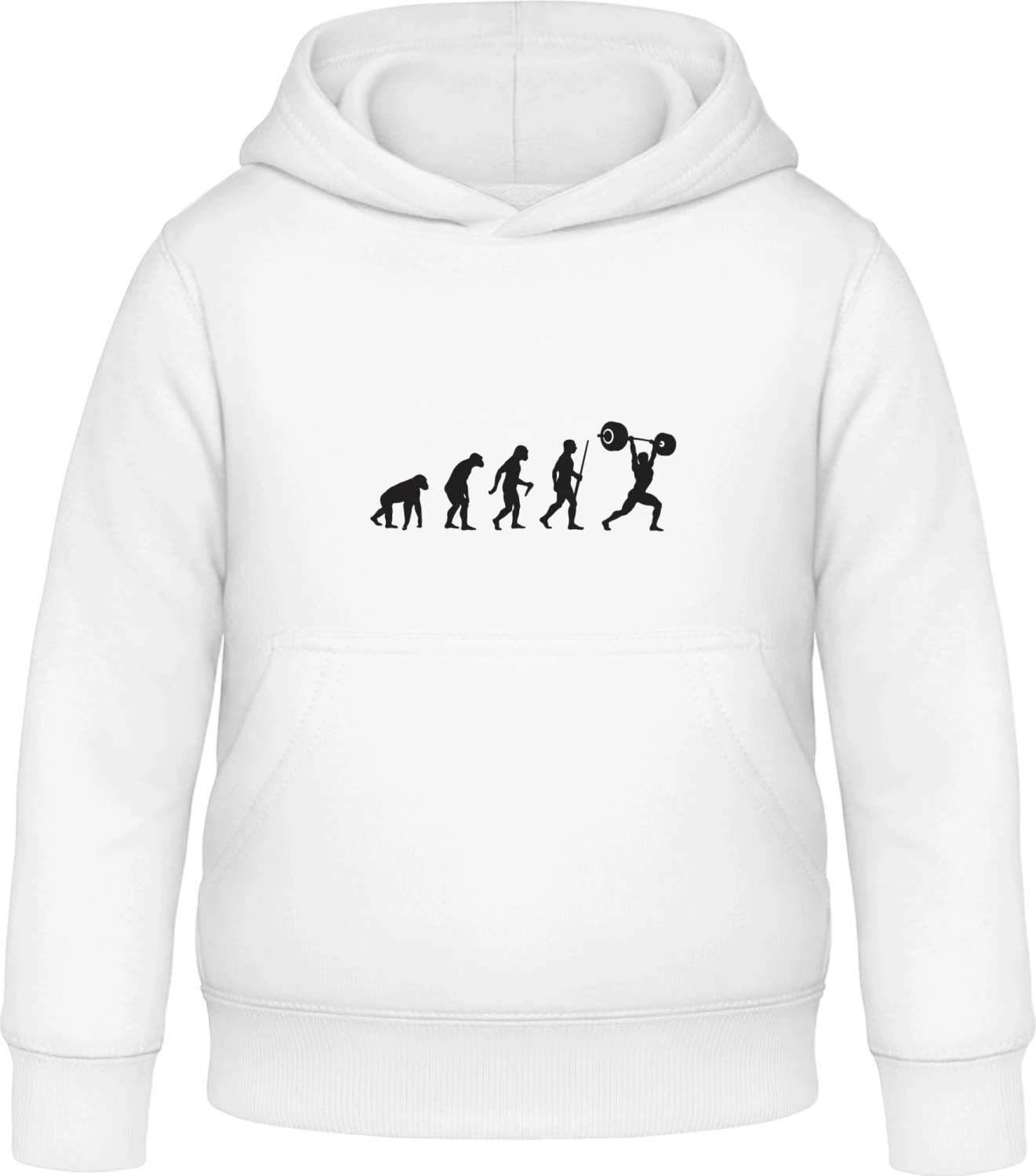 Evolution Of Weight Lifter - Arctic white Awdis Hoodie Kids - Front