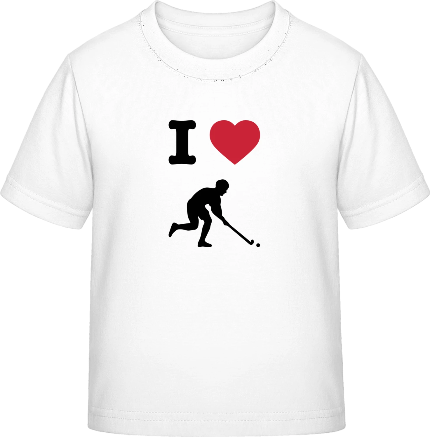 I Heart Field Hockey Logo - White Exact 190 Kids - Front