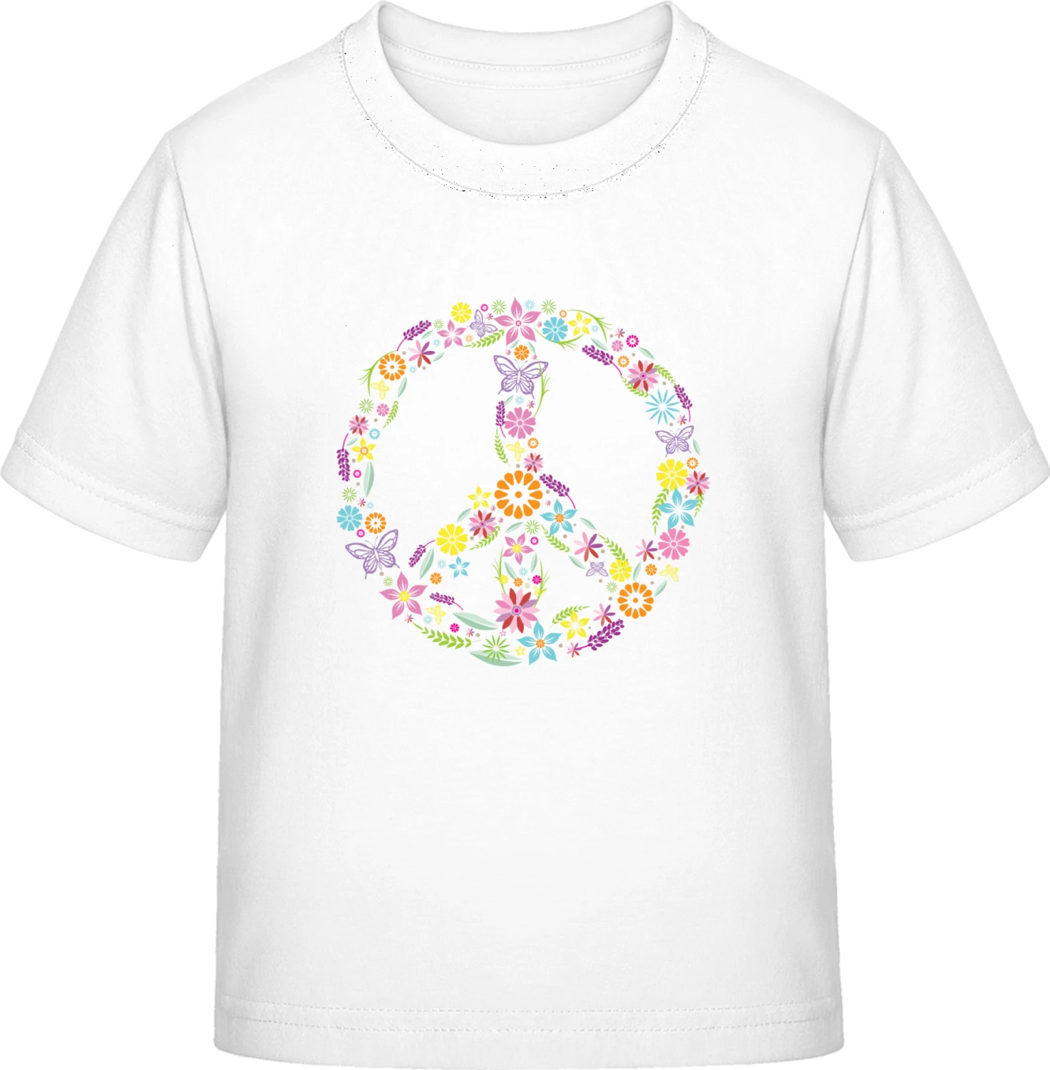 Peace Sign with Flowers - White Exact 190 Kids - Front