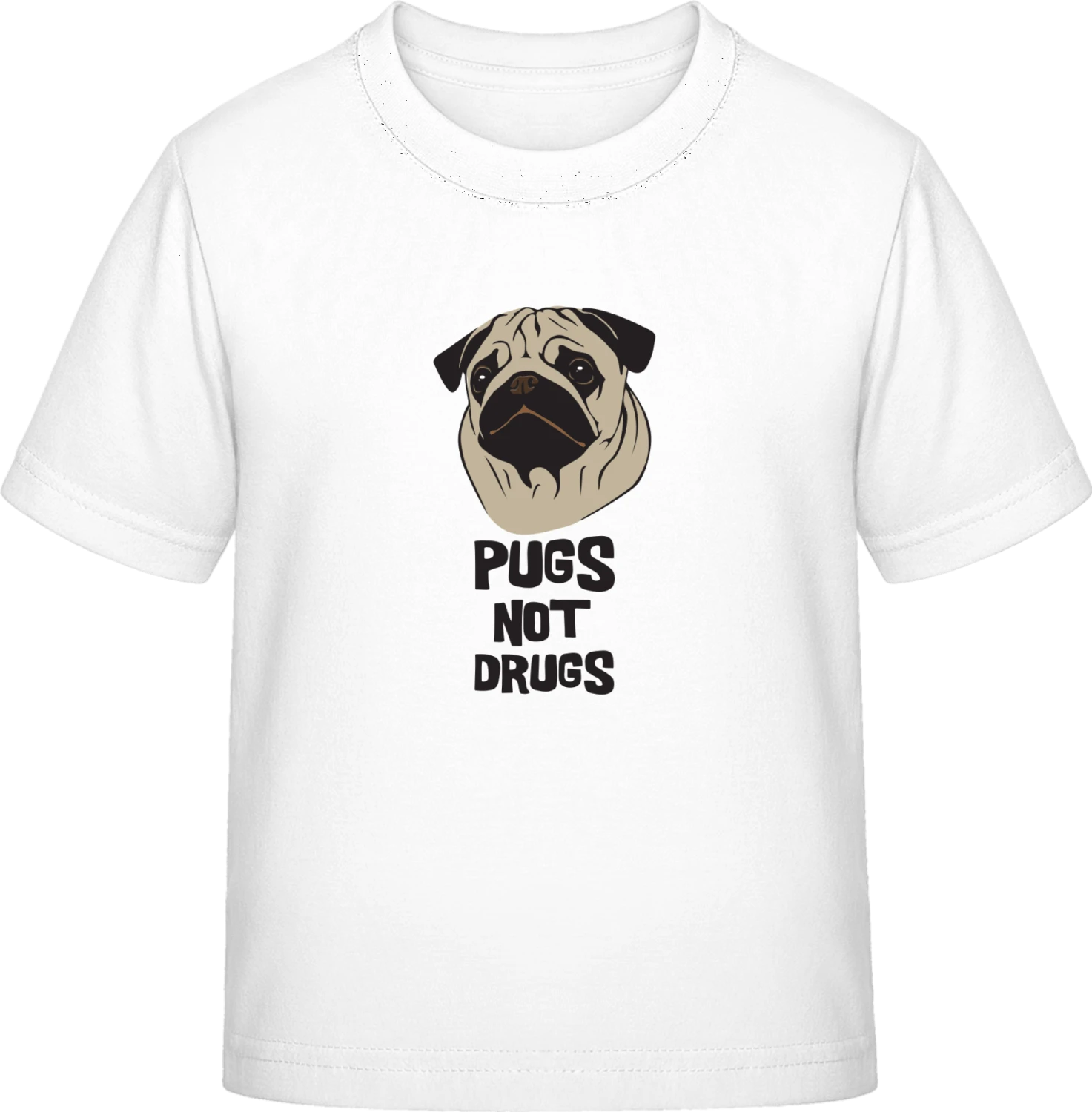 Pugs Not Drugs - White Exact 190 Kids - Front