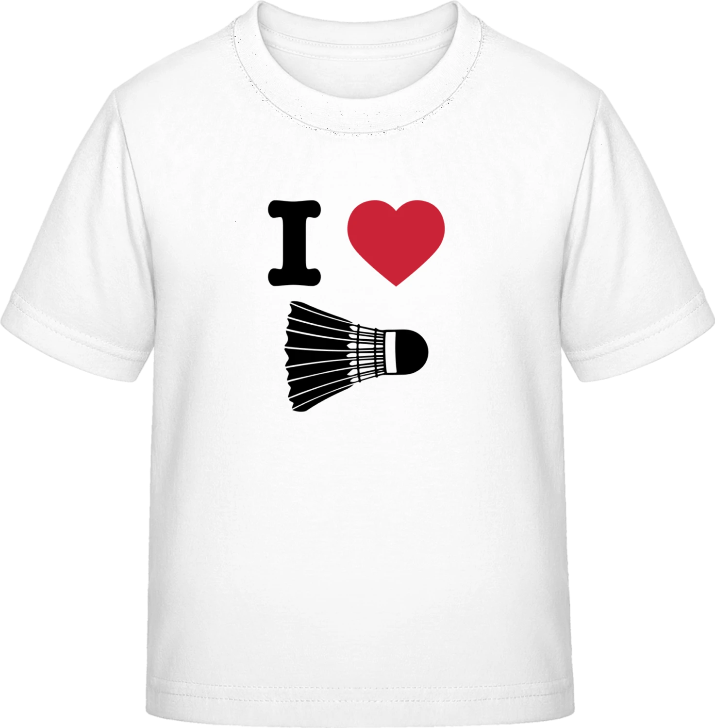 I Heart Badminton - White Exact 190 Kids - Front