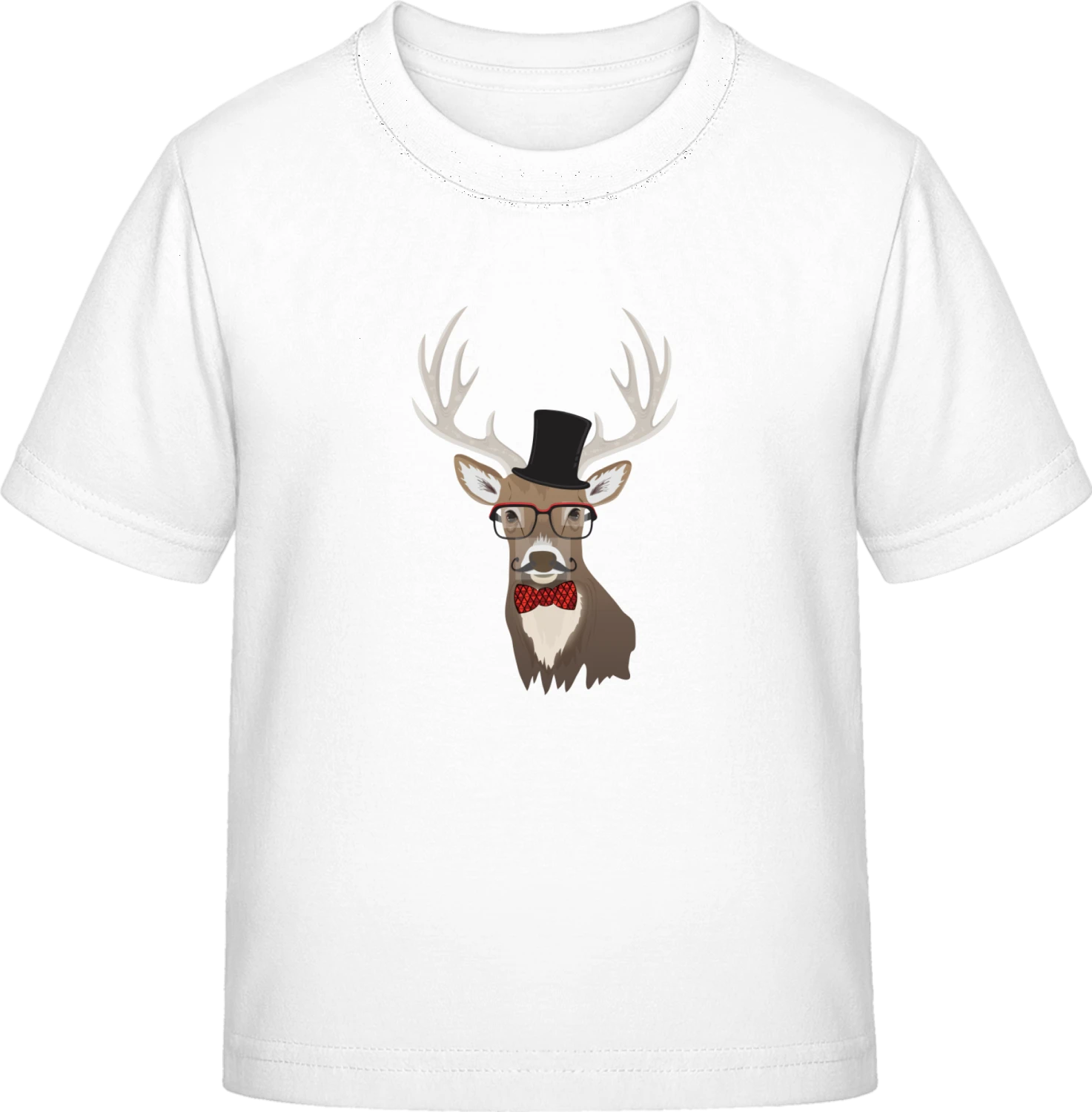 Mustache Deer Stag - White Exact 190 Kids - Front