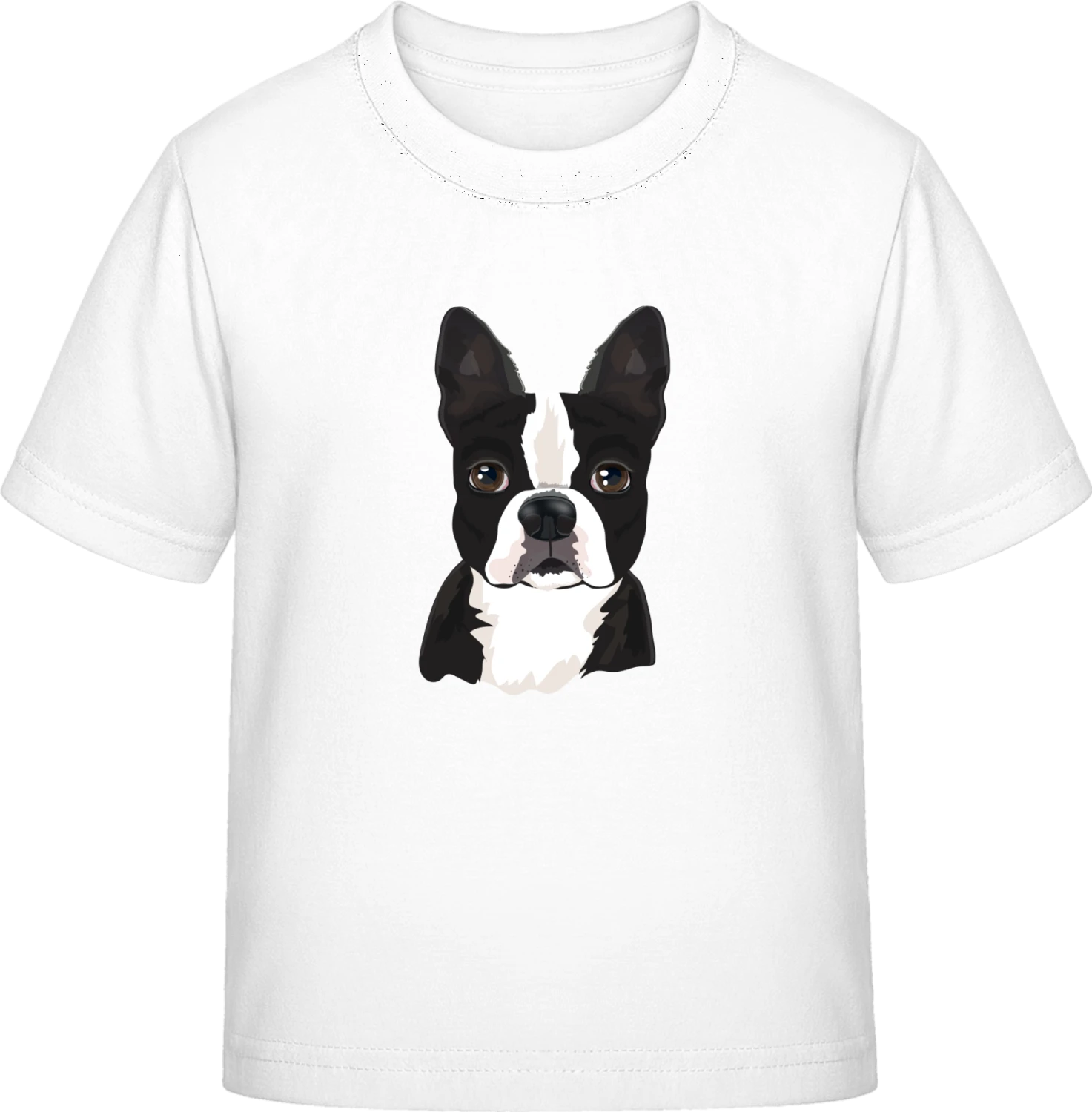 Boston Terrier Head Realistic - White Exact 190 Kids - Front