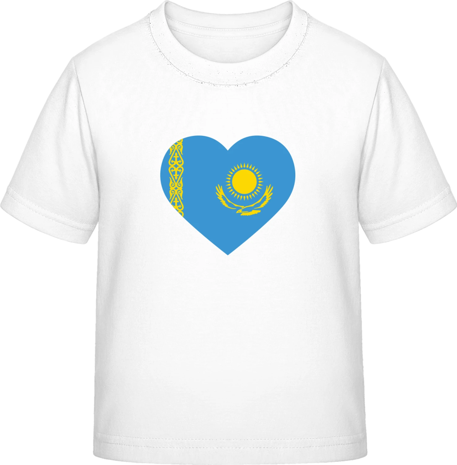 Kazakhstan Heart Flag - White Exact 190 Kids - Front