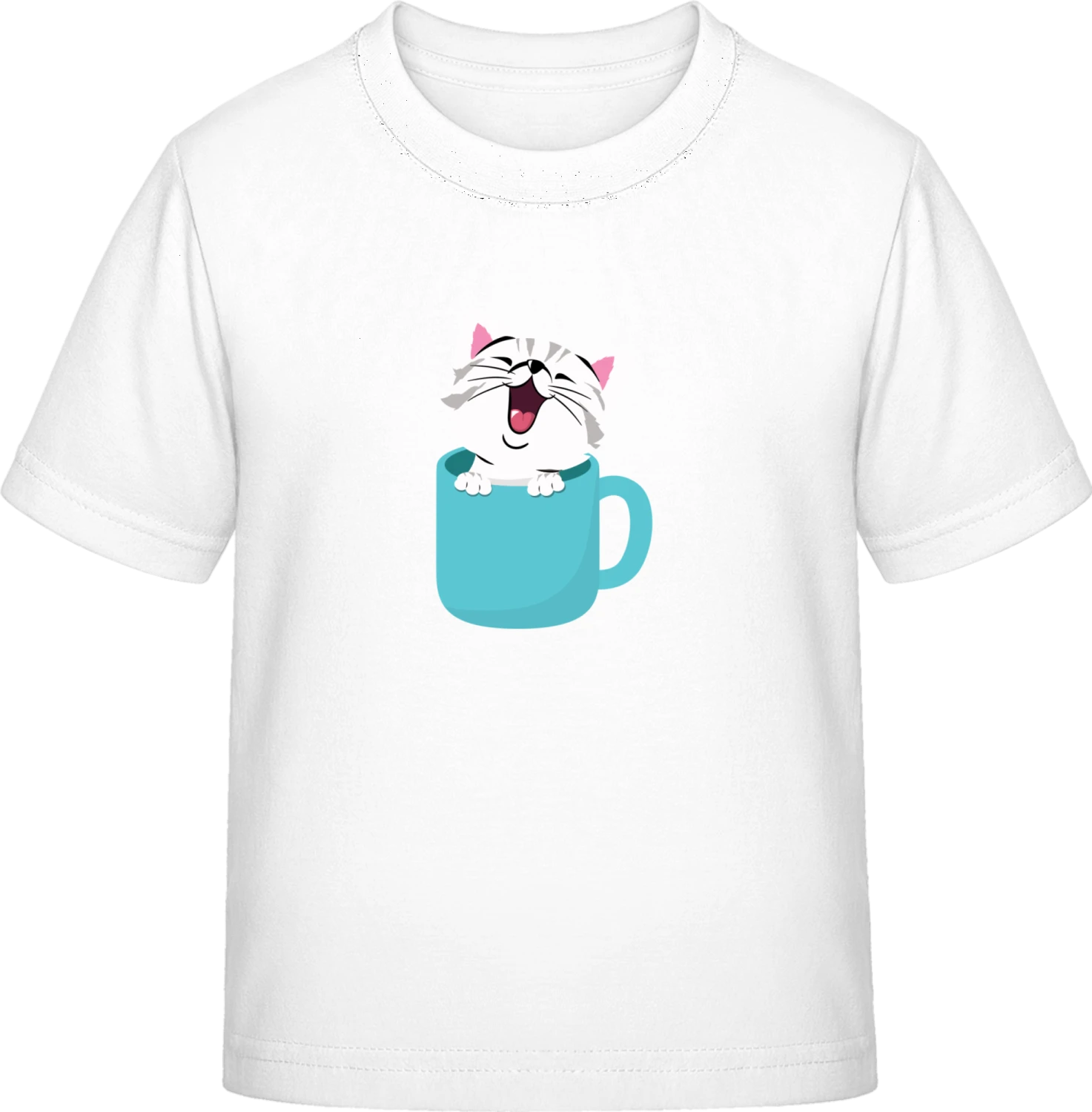 Cat In A Cup - White Exact 190 Kids - Front