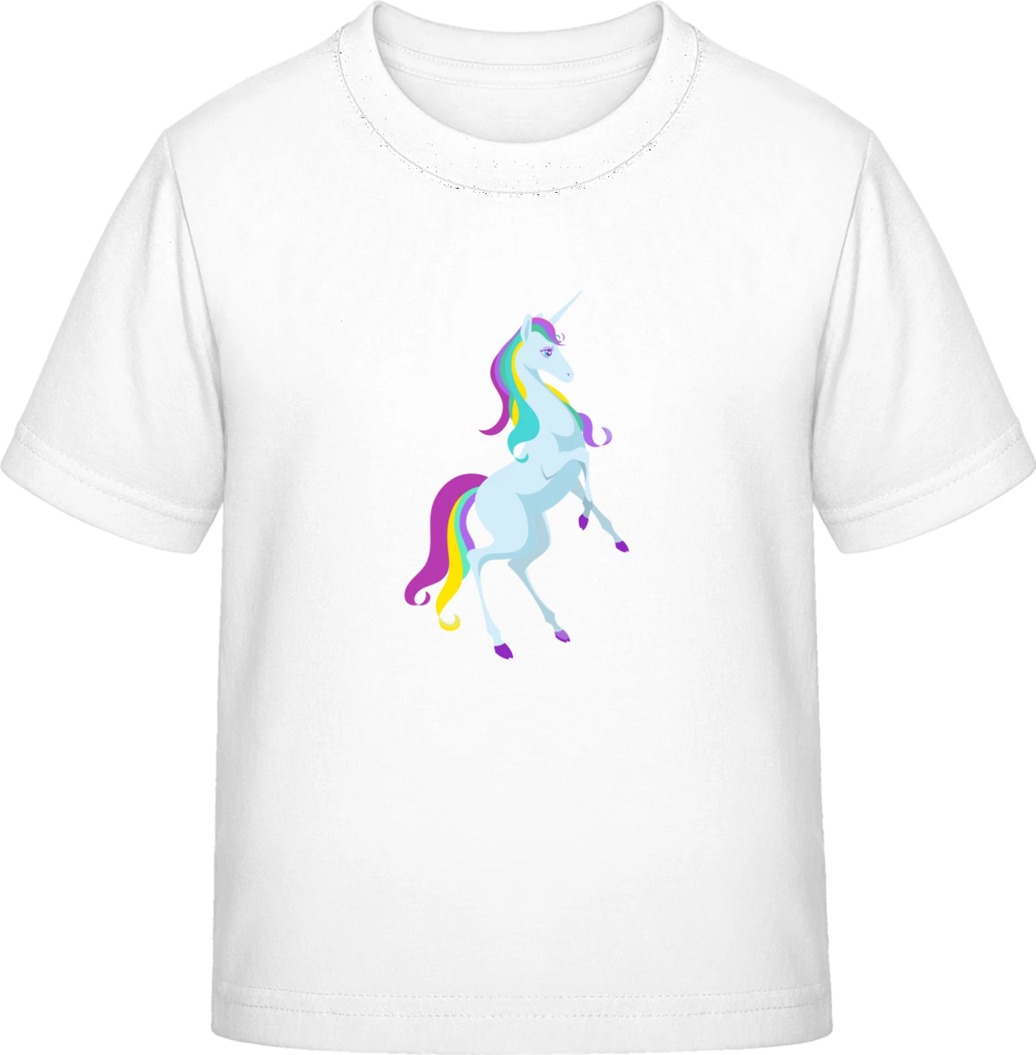 Unicorn Blue Standing - White Exact 190 Kids - Front