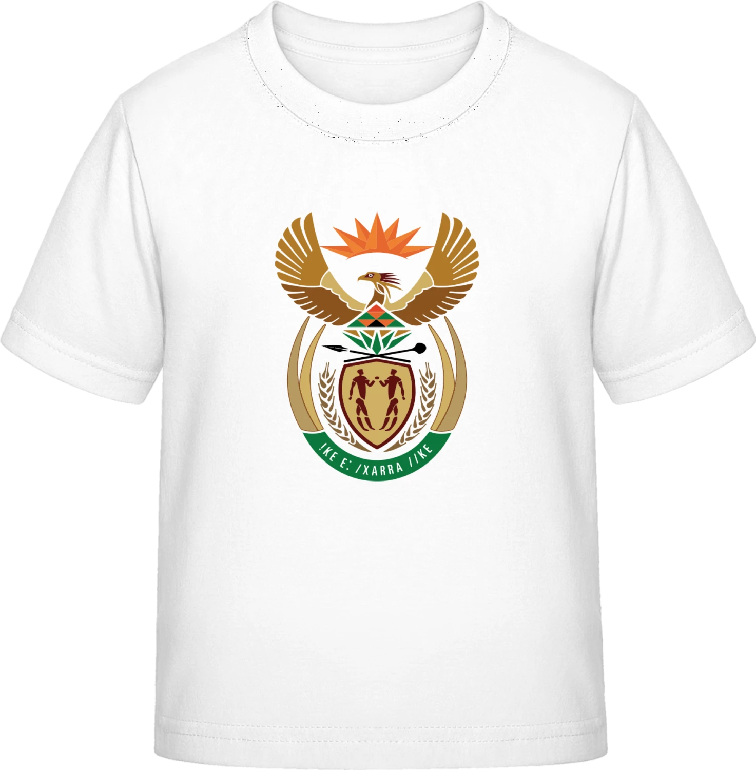 South Africa Coat of Arms - White Exact 190 Kids - Front