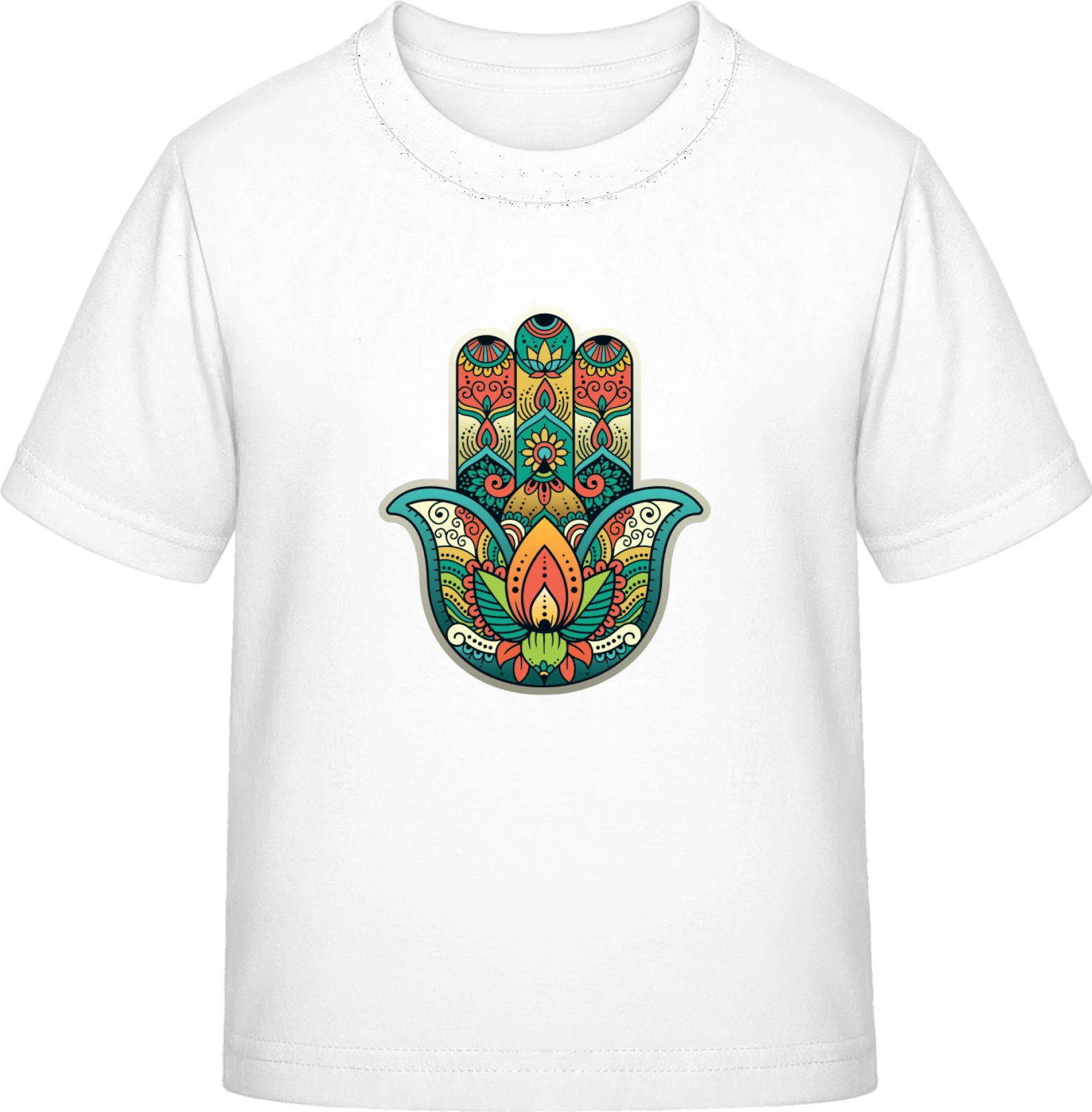 Colorful Hamsa Hand - White Exact 190 Kids - Front