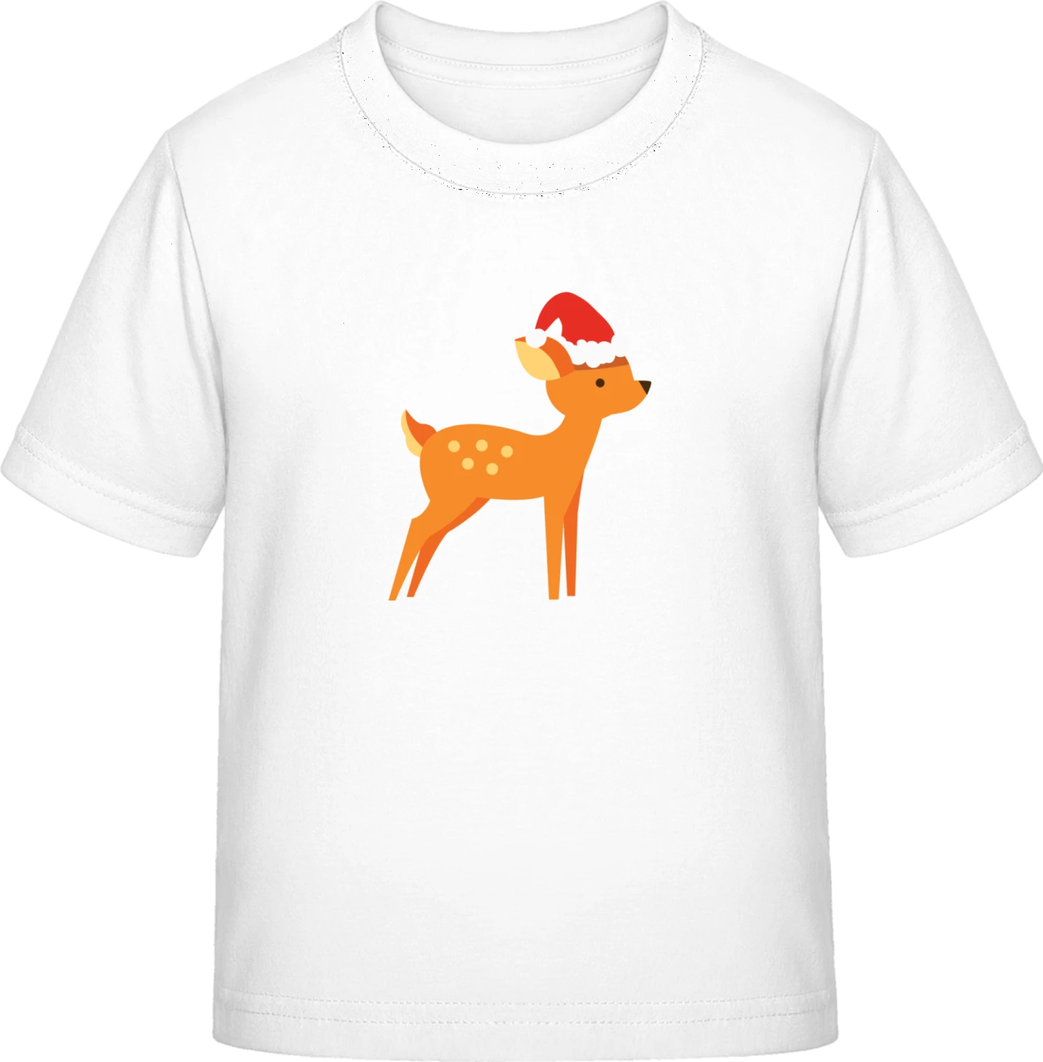 Little Deer With Christmas Hat - White Exact 190 Kids - Front