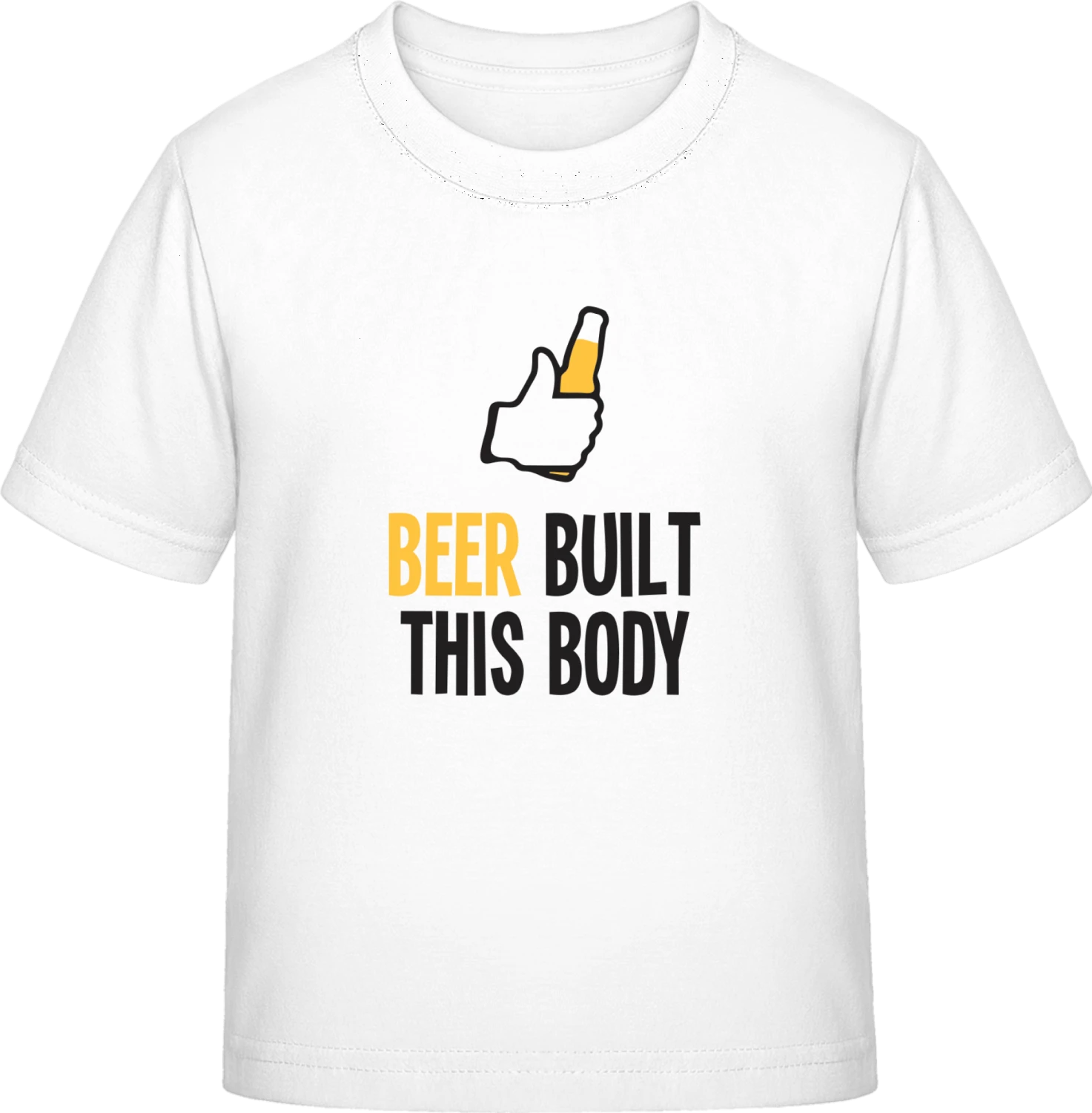 Beer Built This Body - White Exact 190 Kids - Front