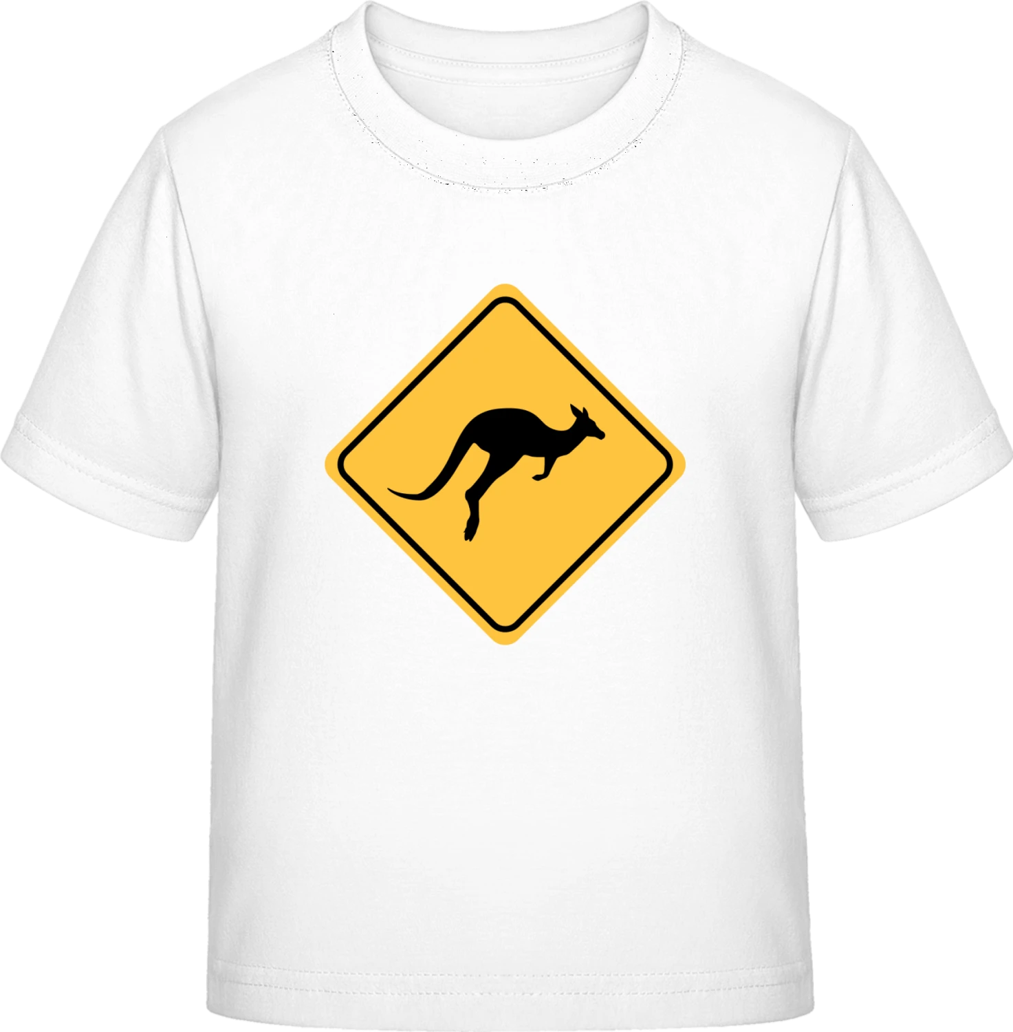 Kangaroo Warning Sign - White Exact 190 Kids - Front