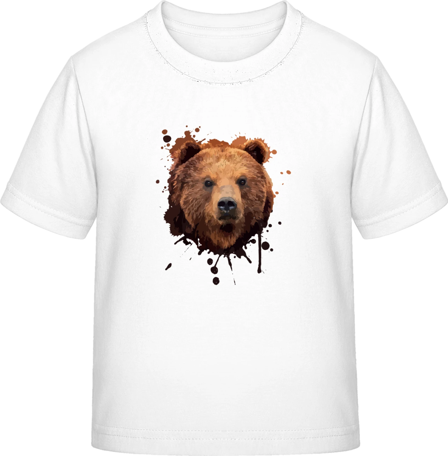 Brown Bear Face Watercolor - White Exact 190 Kids - Front