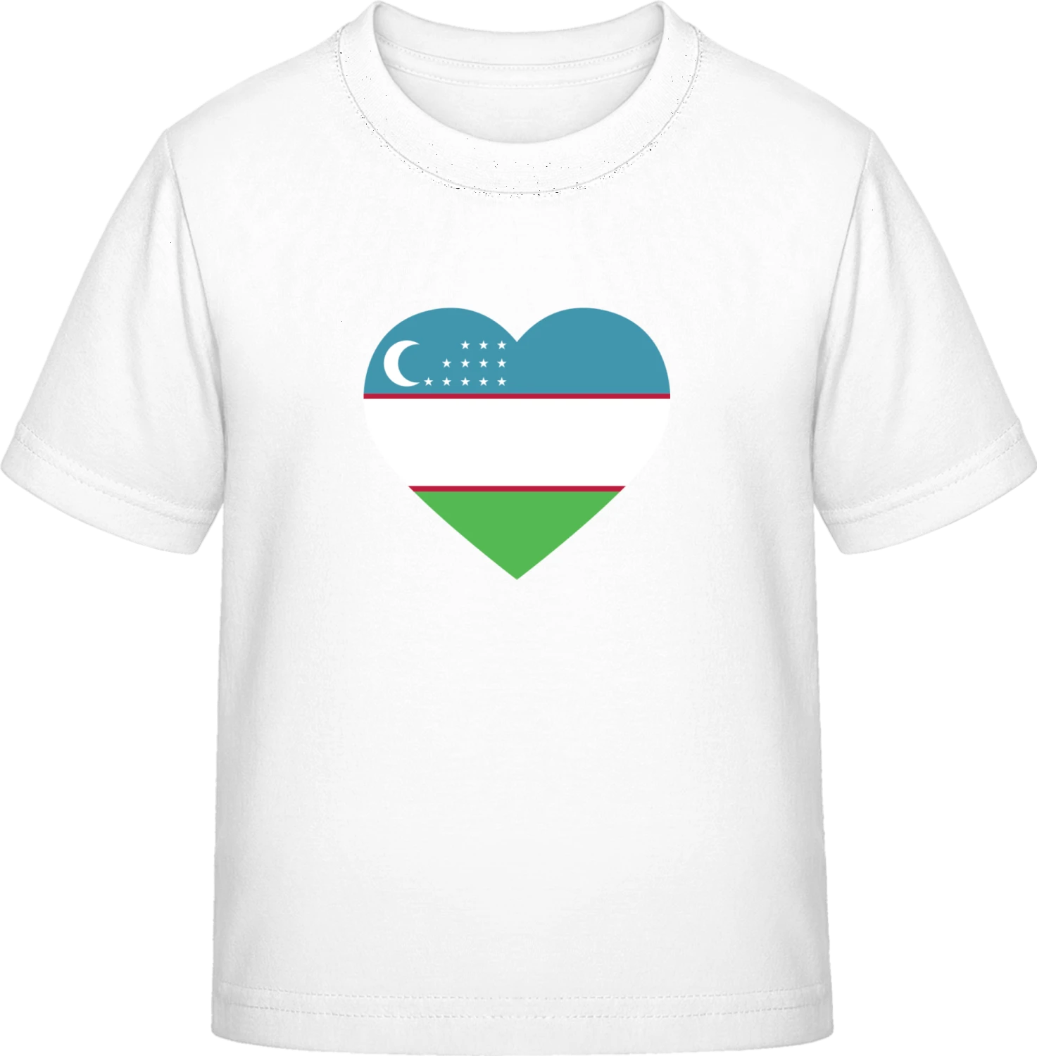 Uzbekistan Heart Flag - White Exact 190 Kids - Front