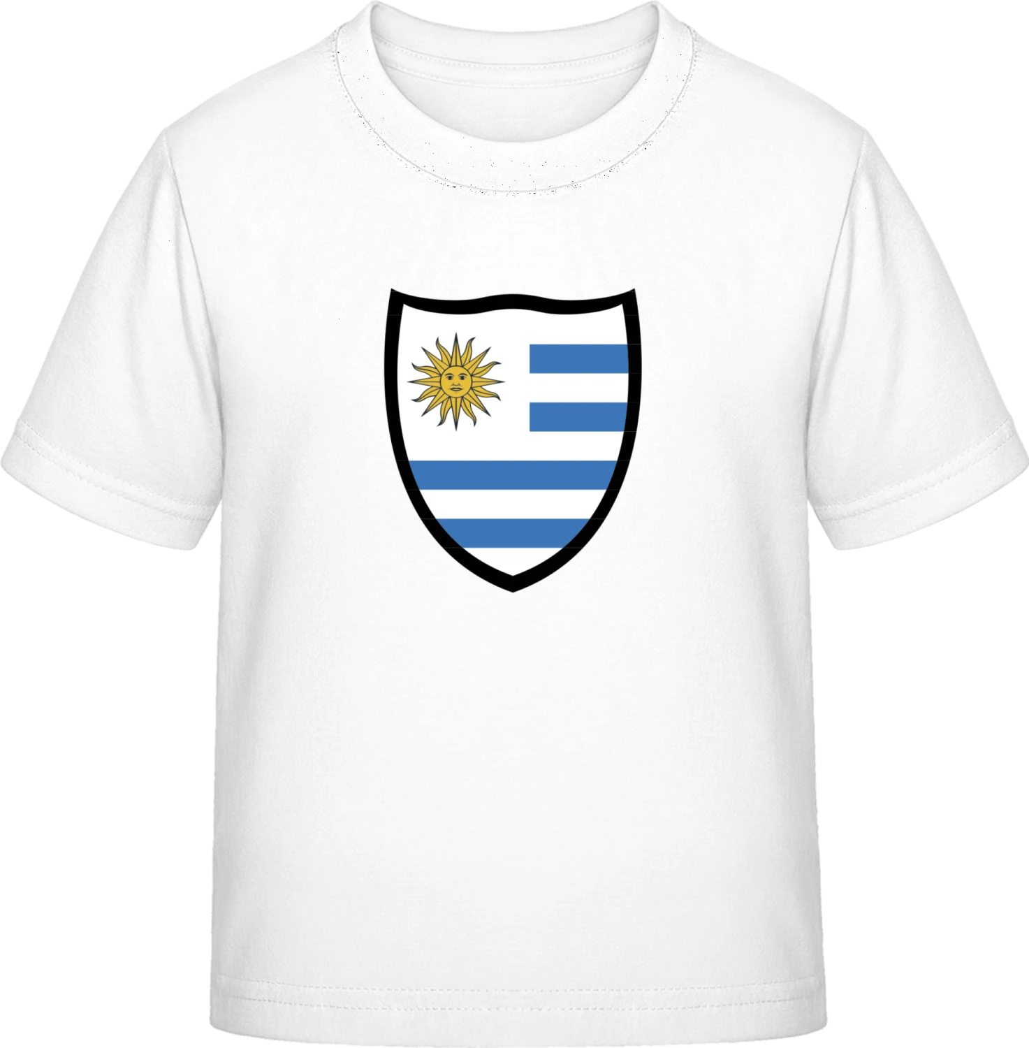 Uruguay Flag Shield - White Exact 190 Kids - Front