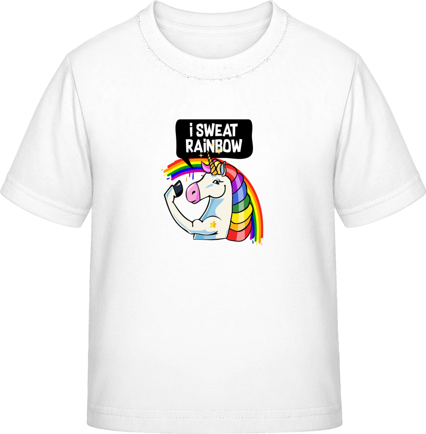 I Sweat Rainbow Unicorn - White Exact 190 Kids - Front