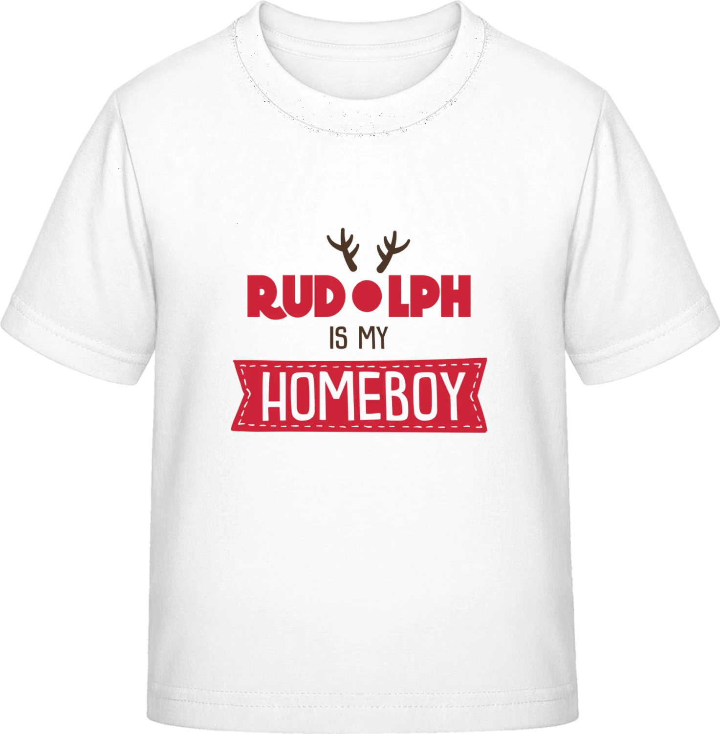 Rudolph Is My Homeboy - White Exact 190 Kids - Front