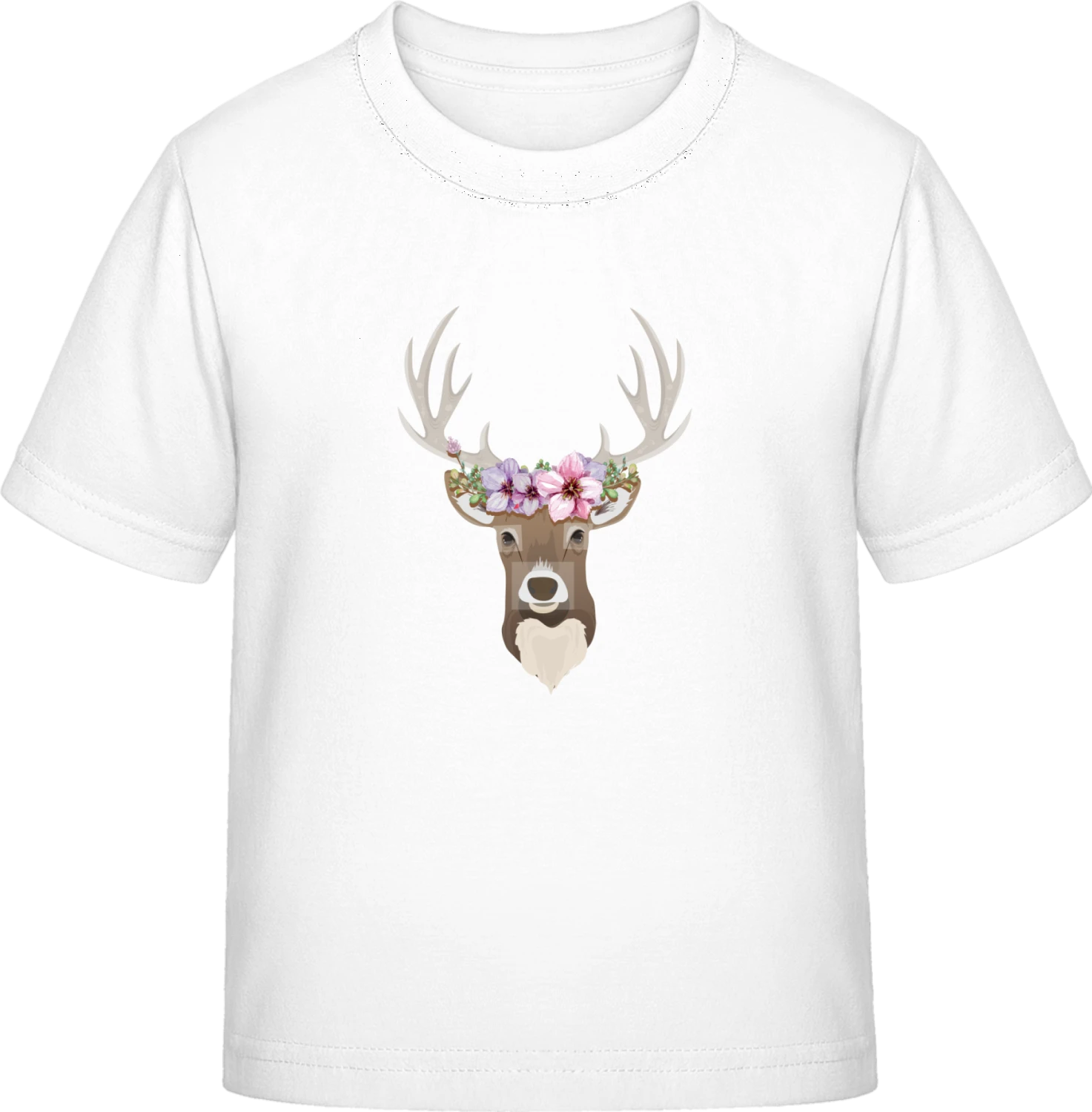 Deer With Flowers - White Exact 190 Kids - Front