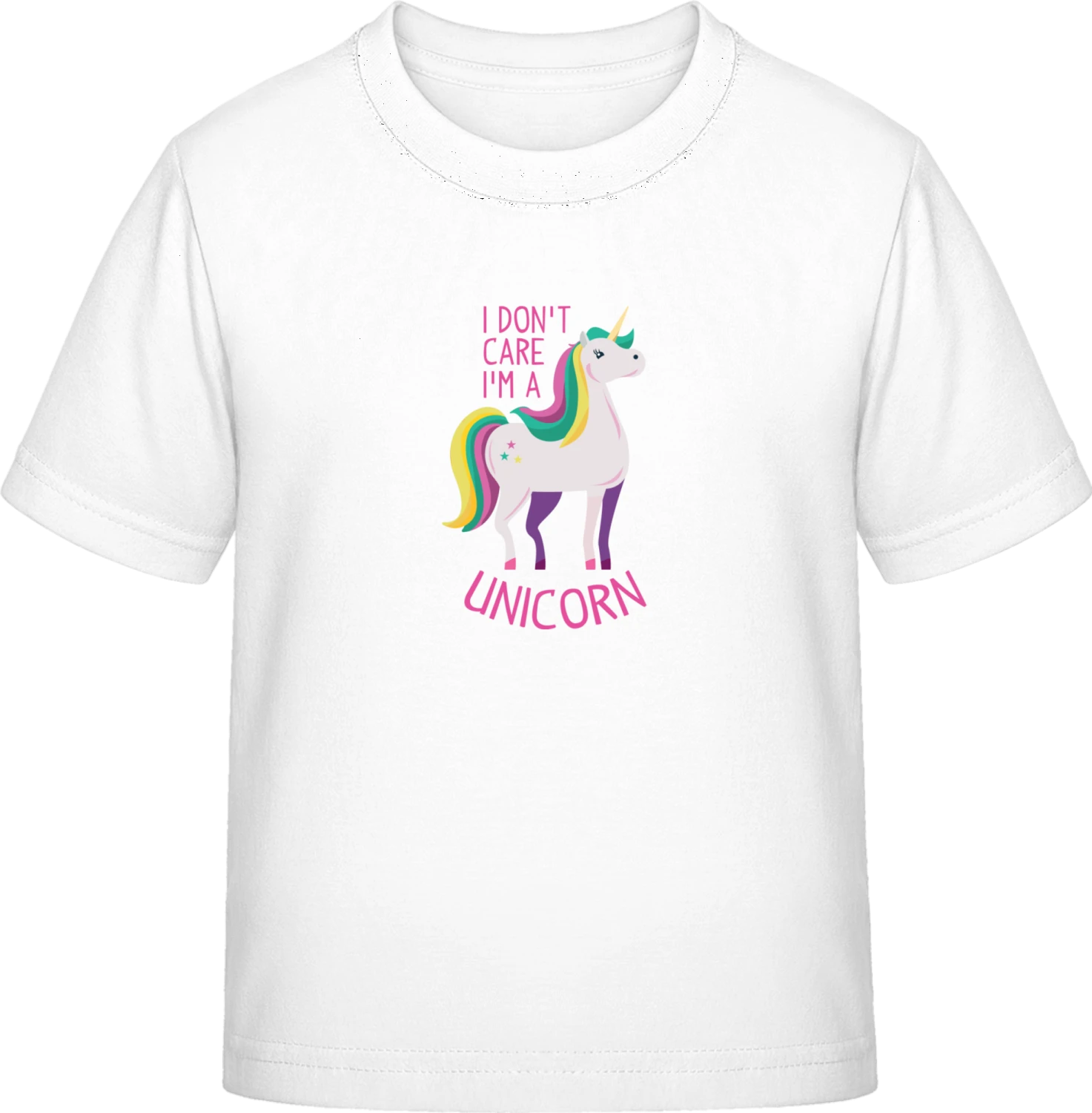 I Don´t Care I´m A Unicorn Pink - White Exact 190 Kids - Front