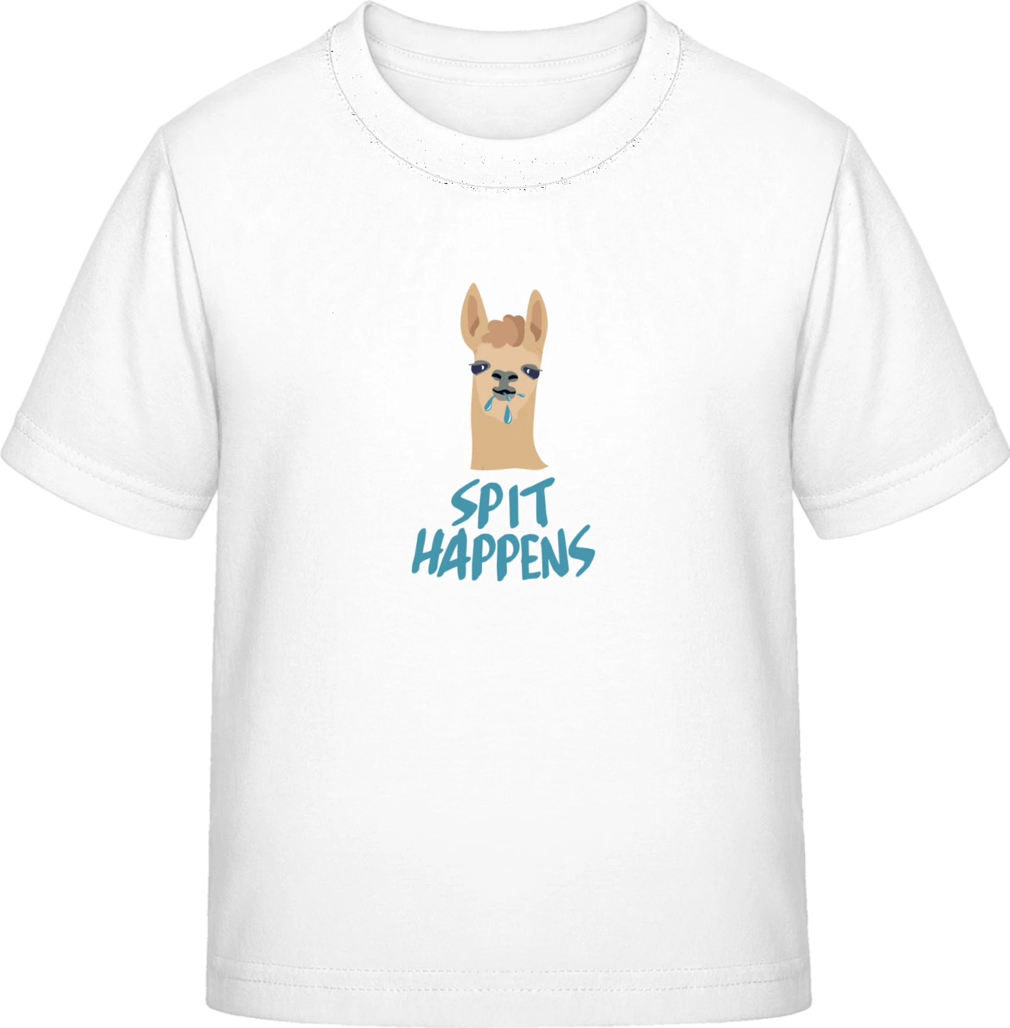 Spit Happens Llama - White Exact 190 Kids - Front