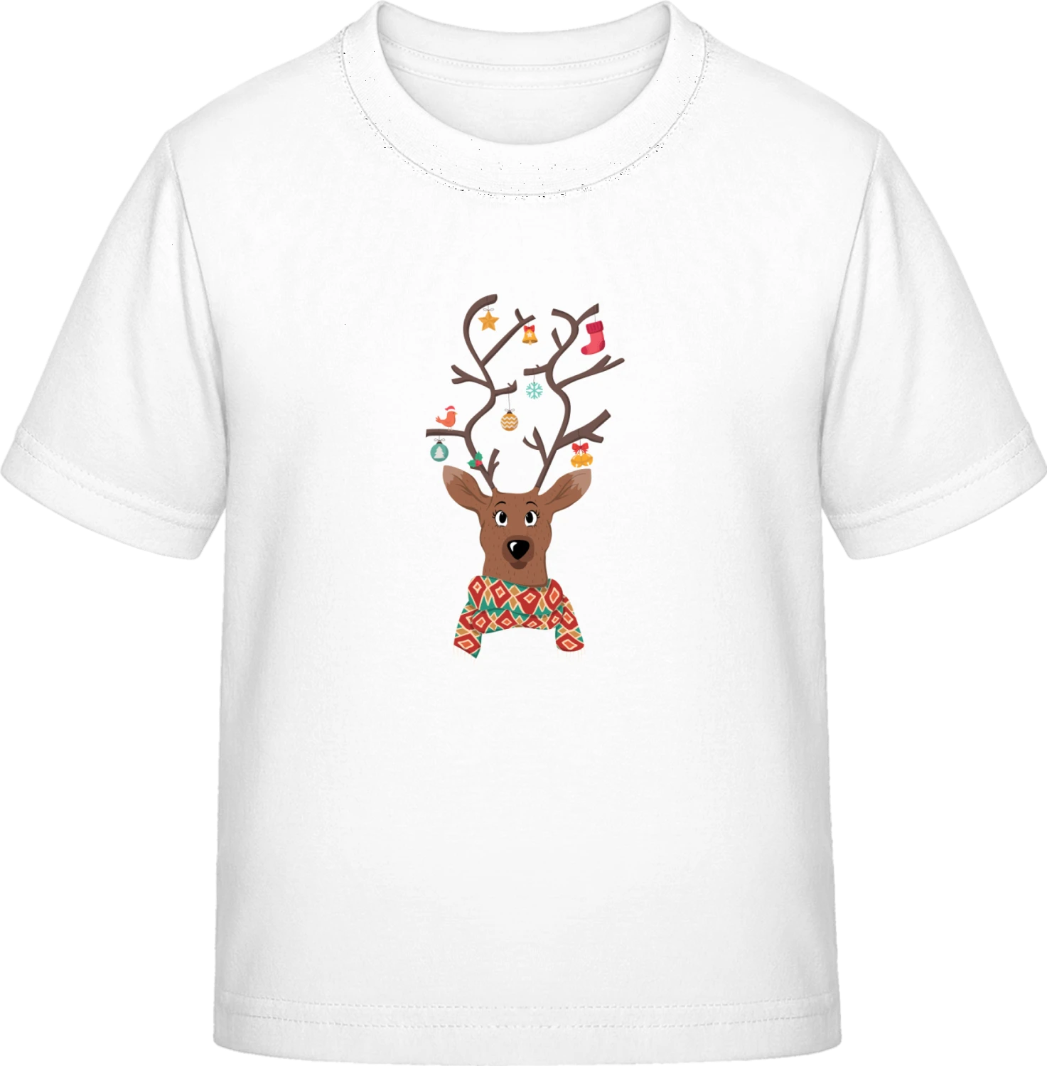 Christmas Decorated Reindeer - White Exact 190 Kids - Front