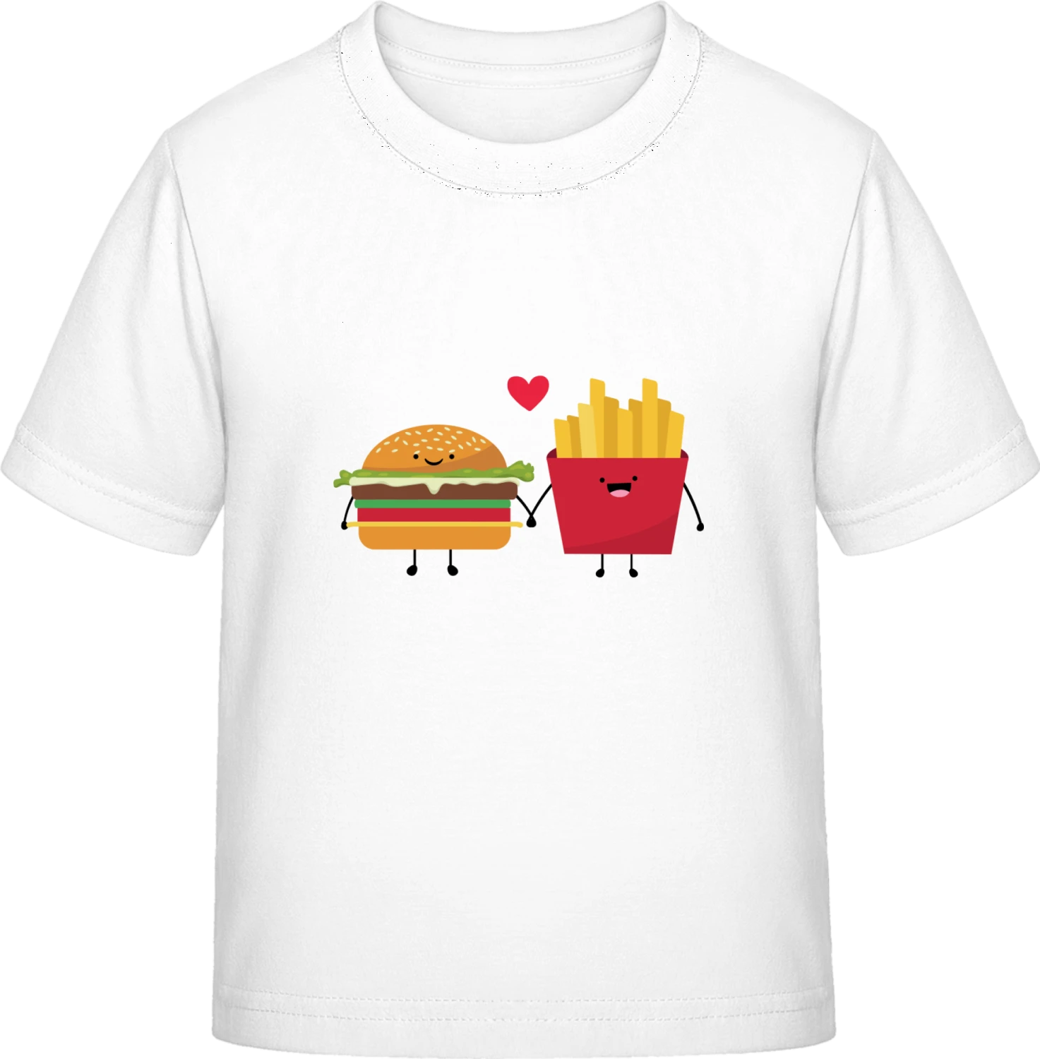 Hamburger And French Fries In Love - White Exact 190 Kids - Front