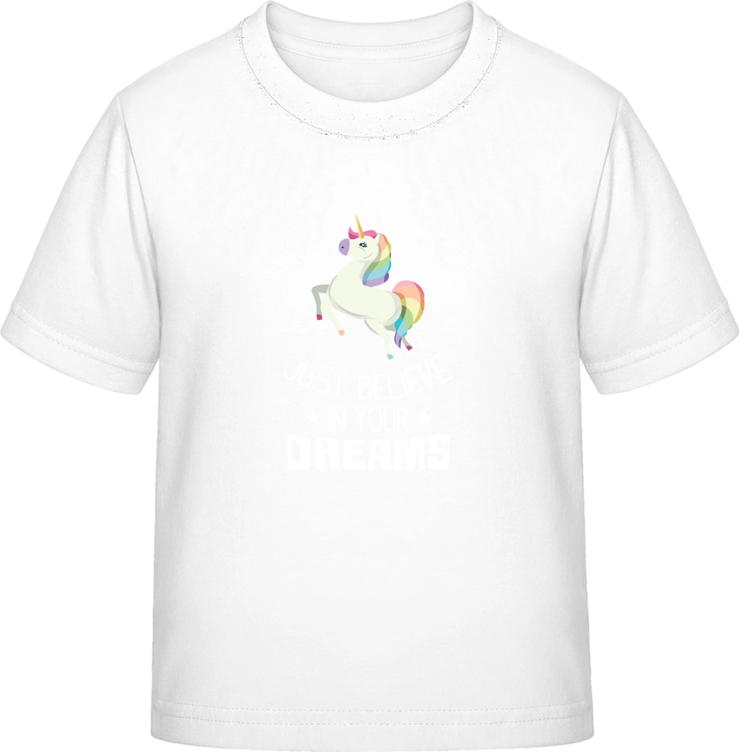 Believe In Your Dreams Unicorn - White Exact 190 Kids - Front