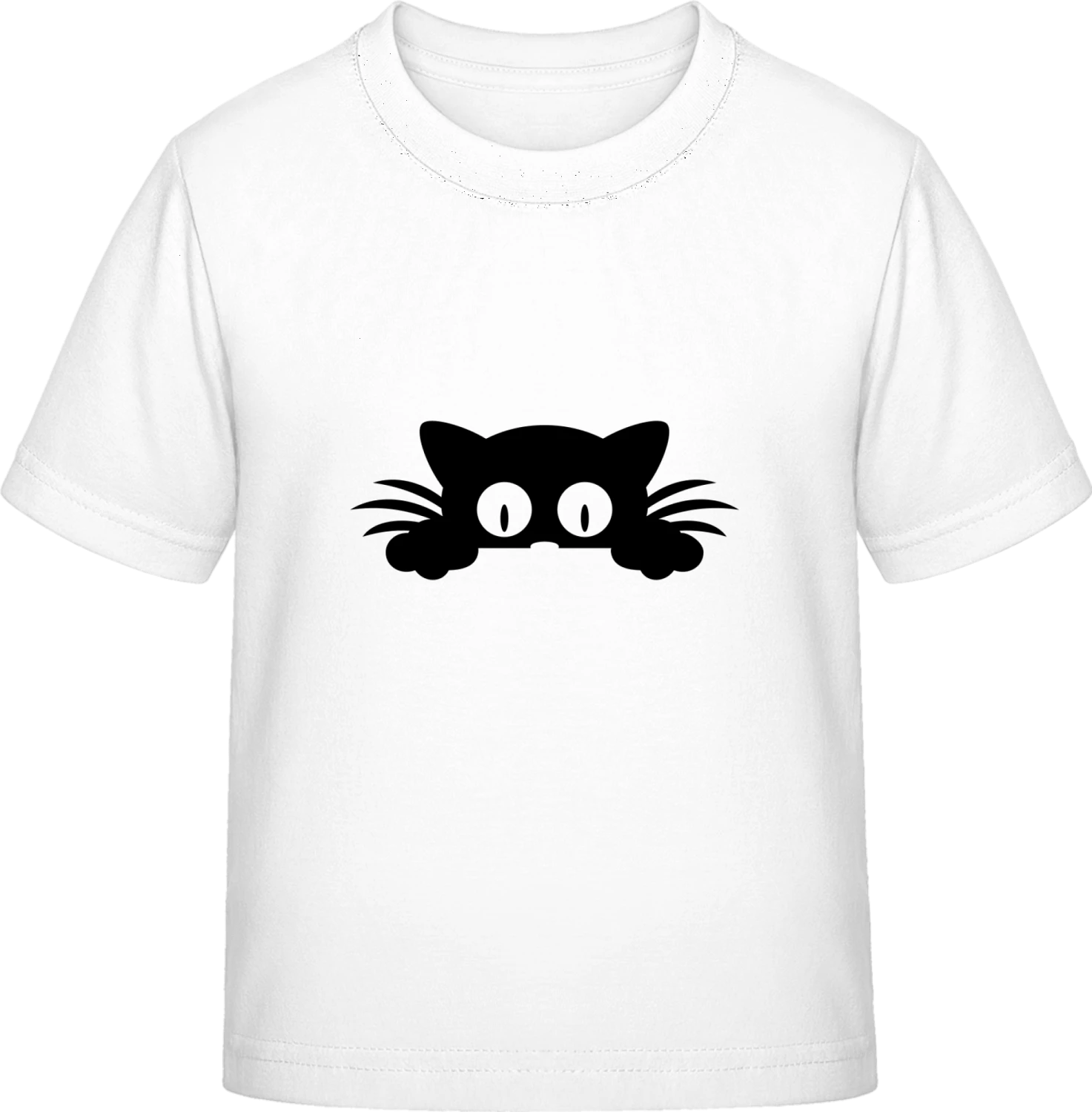 Peeking Cat Silhouette - White Exact 190 Kids - Front