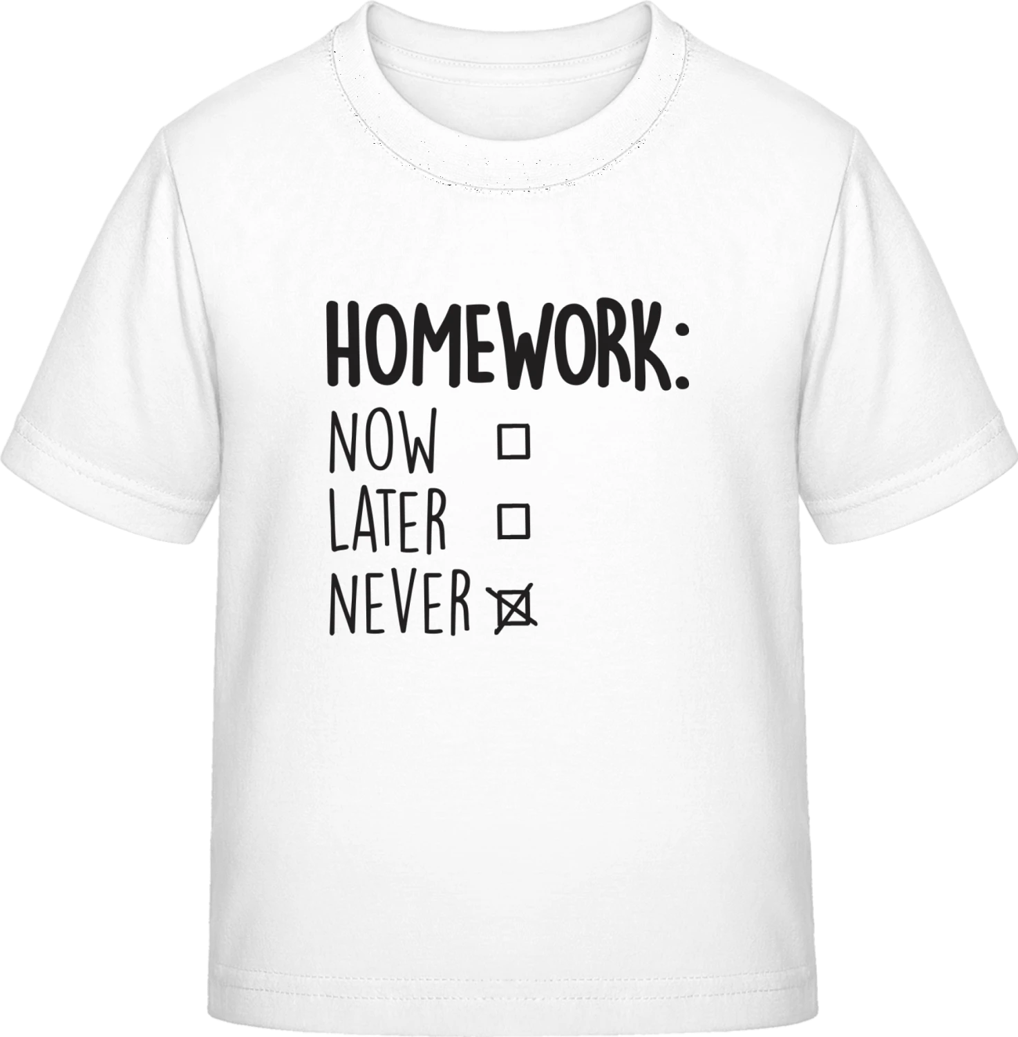 Homework: Never - White Exact 190 Kids - Front