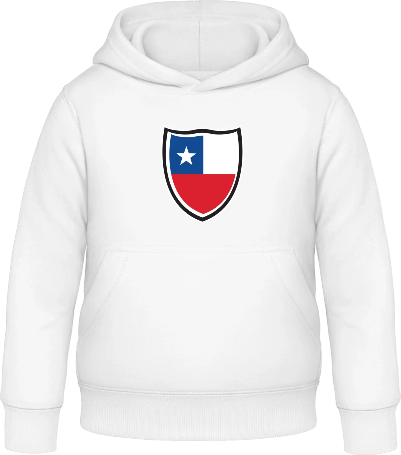 Chile Flag Shield - Arctic white Awdis Hoodie Kids - Front