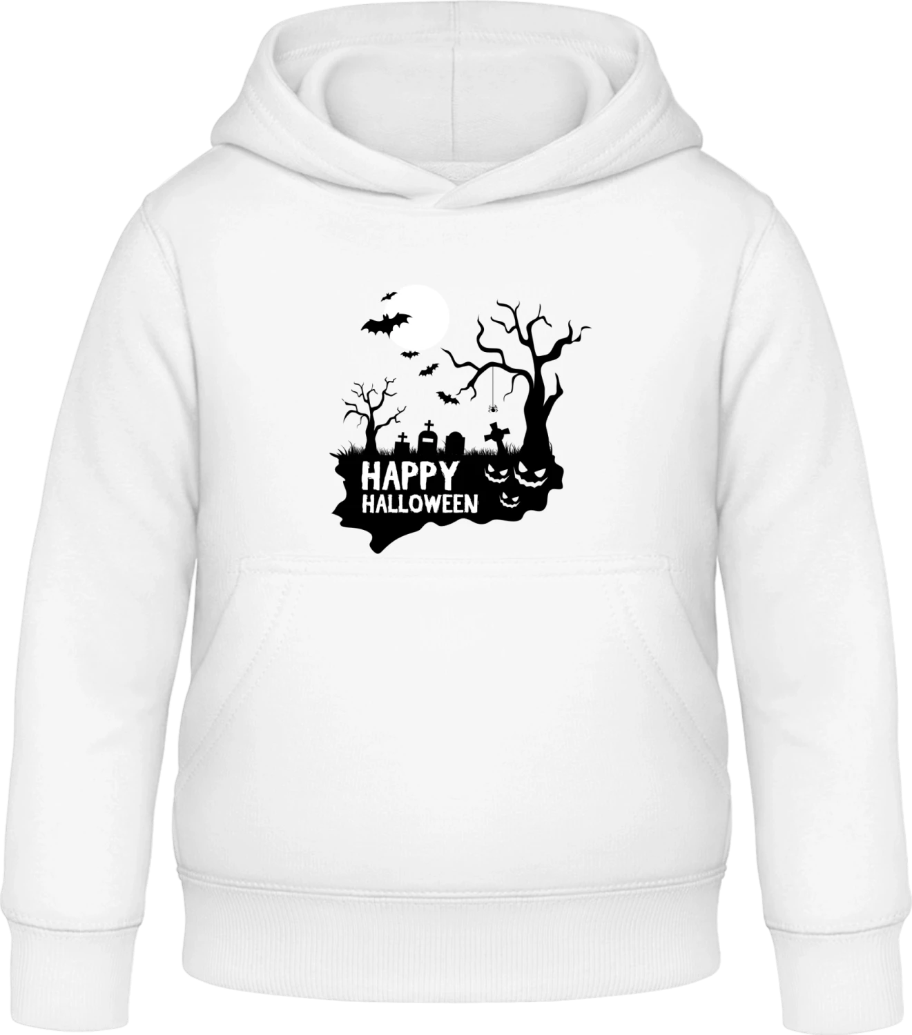 Happy Halloween Scene - Arctic white Awdis Hoodie Kids - Front