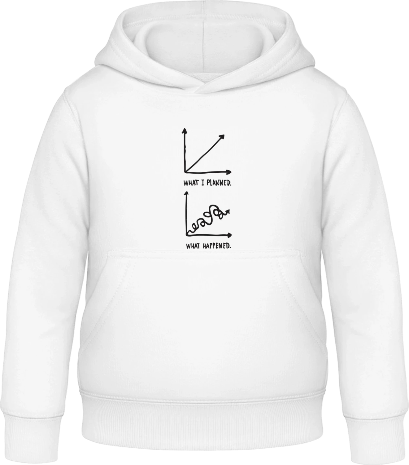 What I Planned What Happened - Arctic white Awdis Hoodie Kids - Front